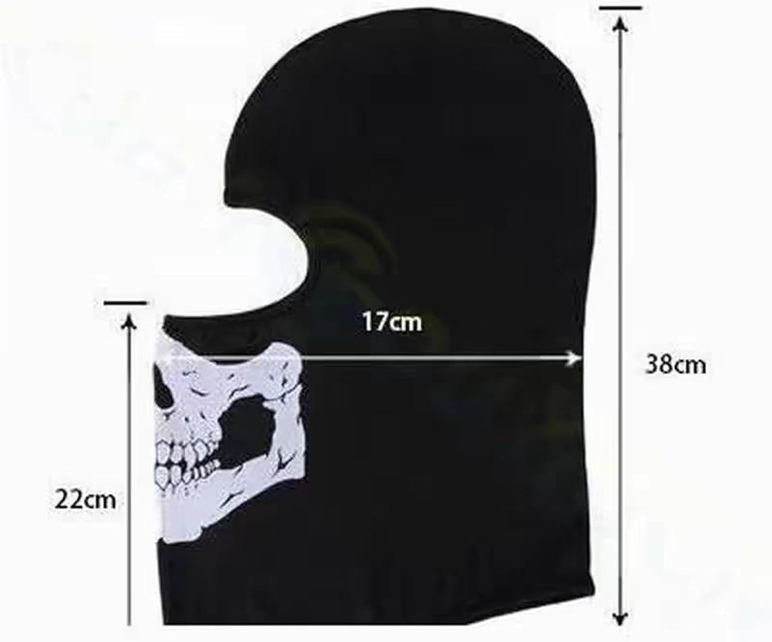 2PCS Skull Full Face Mask and Half Face Mask, Windproof Ski Balaclava, Motorcycle Tactical Balaclava Hood Black image number 2