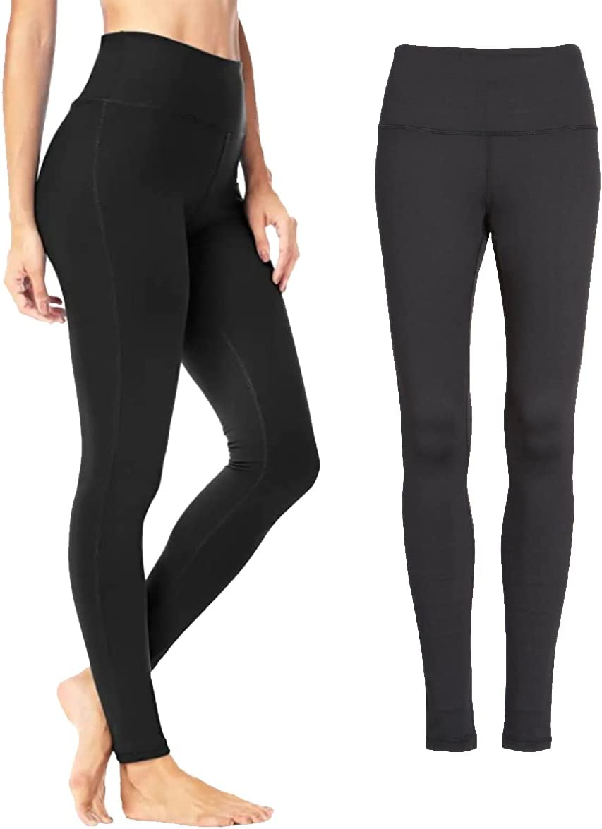 [2Pairs] Soft and Cosy Heat Control Thermal Fleece Lined Leggings for Womens, Keep Legs Warm and Cozy in Winter, Black image number 2