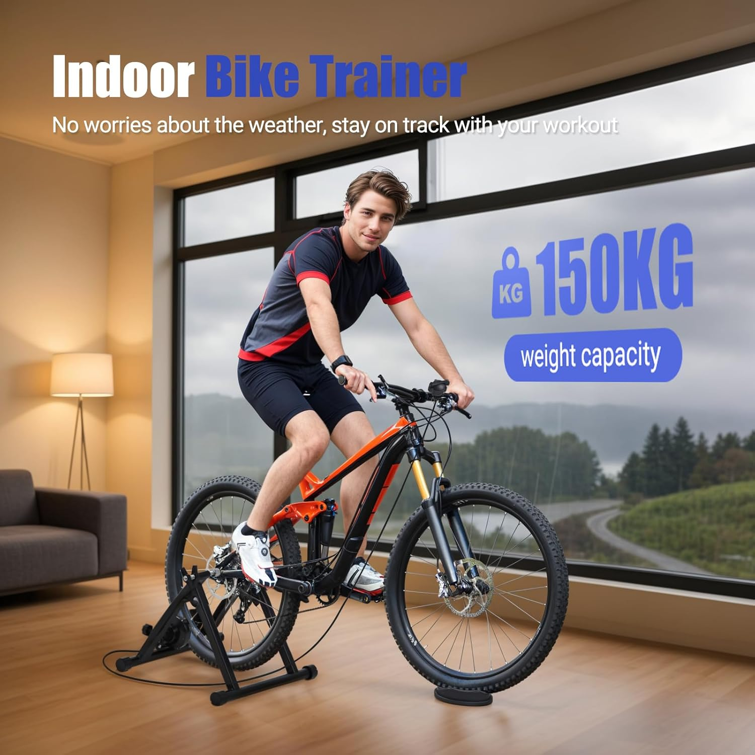 Advwin Bike Trainer Stand for Indoor Riding, Magnetic Stationary Bike Stand W/6 Level Resistance for 26-29" & 700C Wheels, Stable Cycling Trainer -Include Quick Release & Front Wheel Riser image number 3