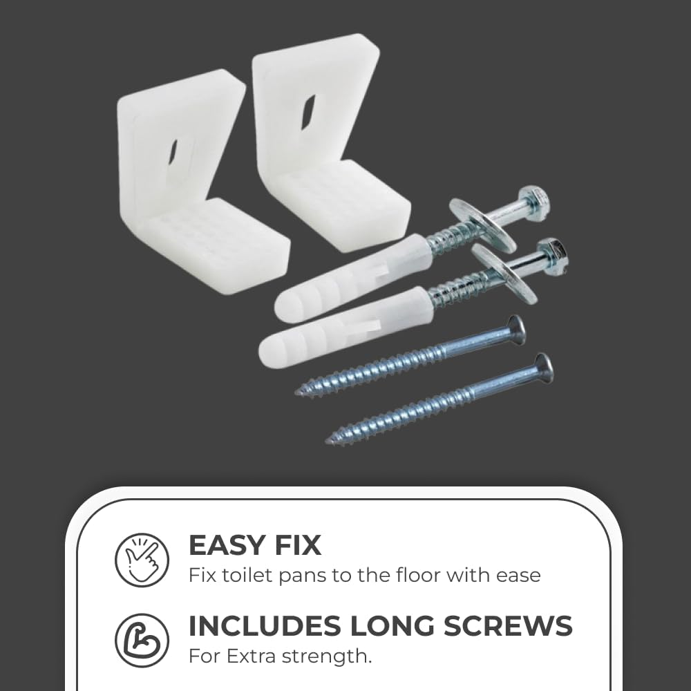 Veebath Essentials Angled Floor WC Toilet Pan/Bidet Fixing Bolts, Repair Bracket and Screws Bathroom Fitting Kit image number 3