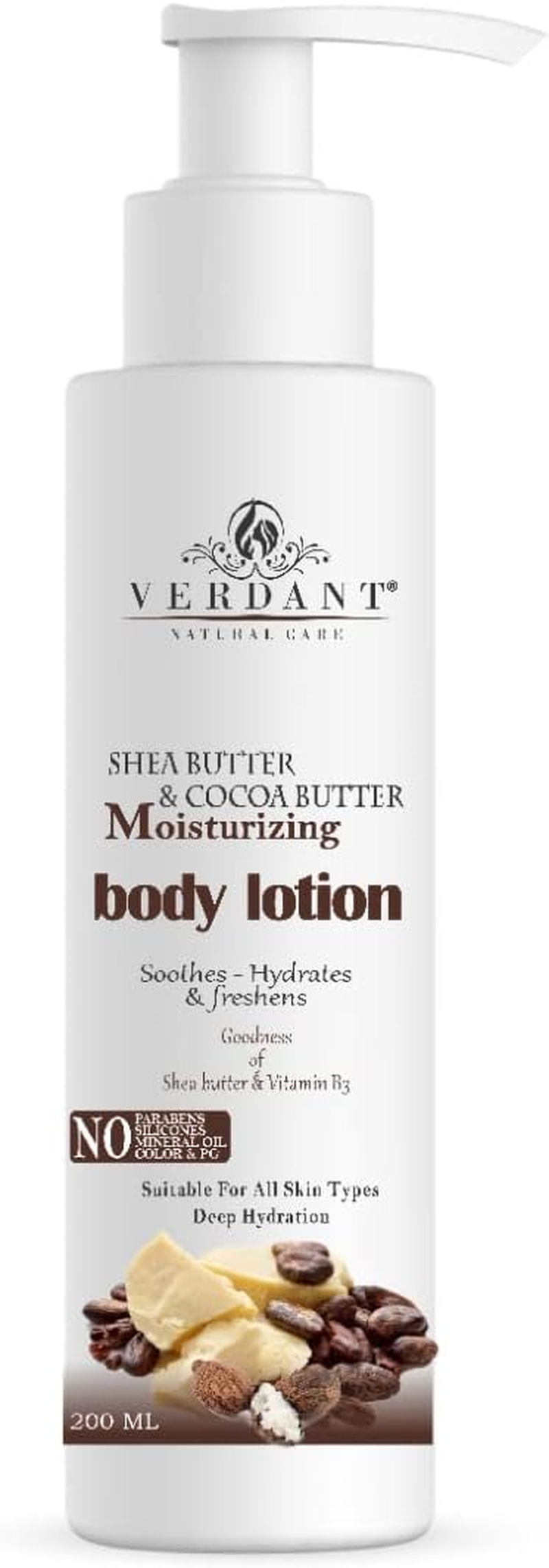 Verdant Natural Care Cocoa Butter & Shea Butter Moisturizing Body Lotion - 24 Hr Deep Hydration & Moisturizing - No Parabens, Mineral Oils &ndash; for All Skin Types - 200Ml image number 4