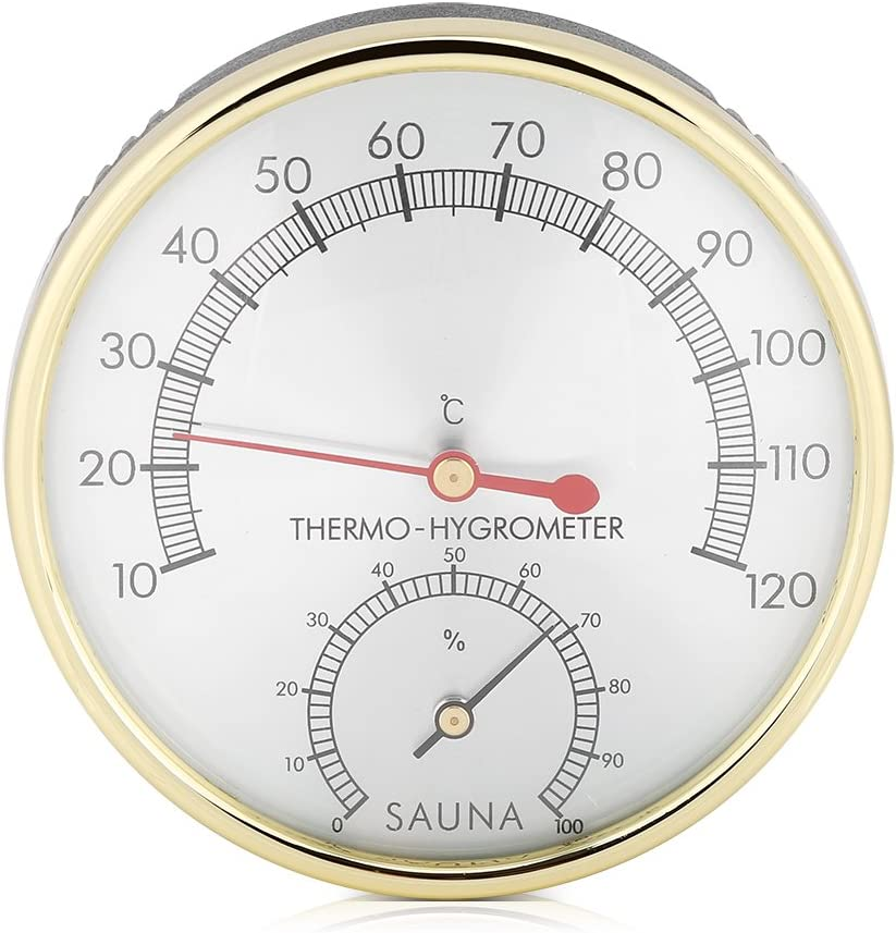 Sauna Room Thermometer, Metal Dial Indoor Hygrometer, Keep Track of the Moisture Content and Temperature inside Sauna Room image number 1