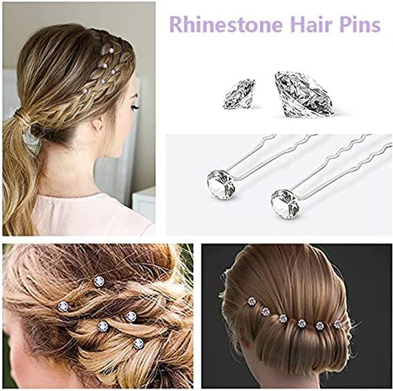 40 Pack Bridal Wedding Hair Pins Rhinestone Hair Clips Accessorie U Shaped Hair Clips Crystal Hair Pins Wedding Hair Accessories for Women and Girls image number 5