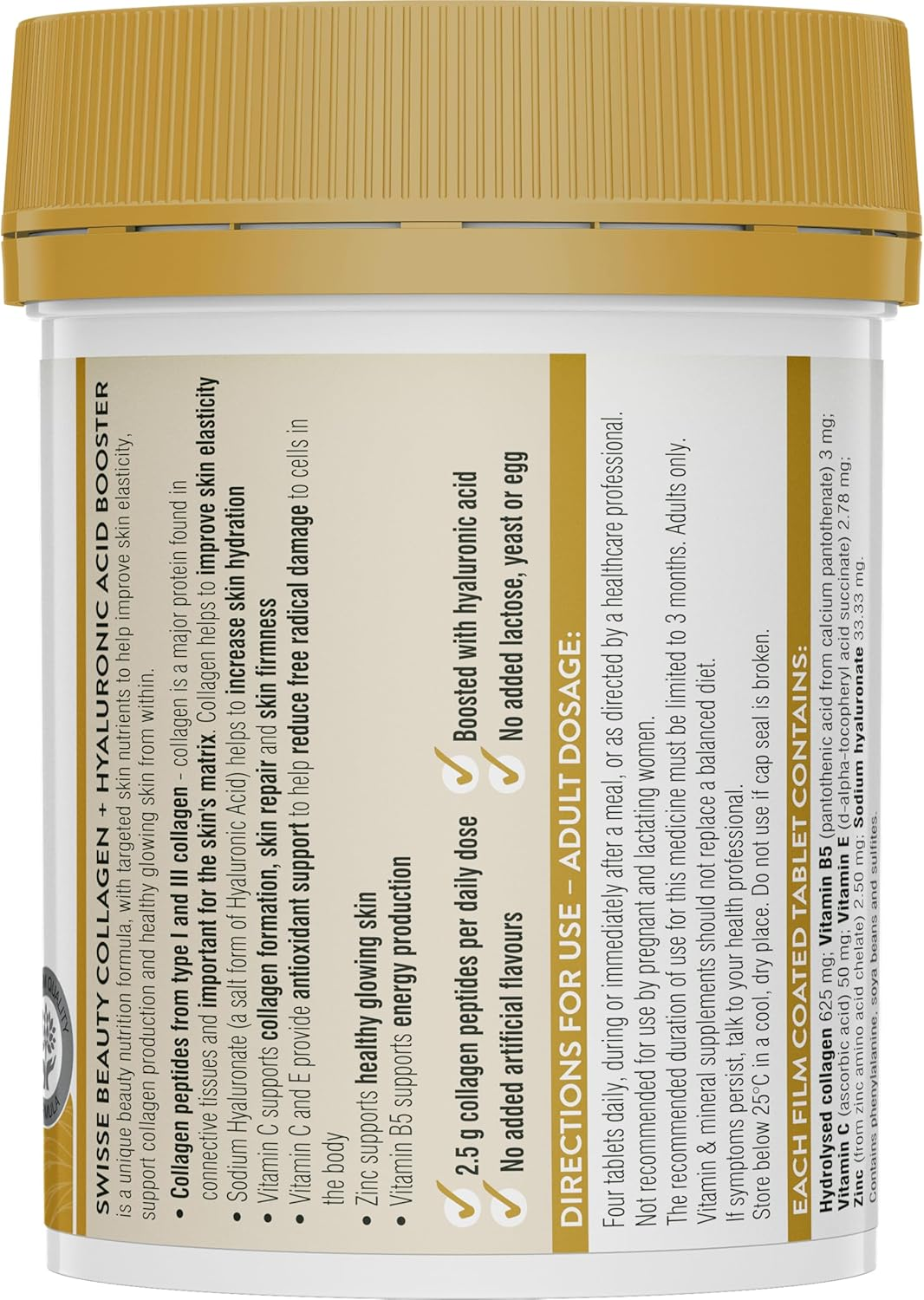 Swisse Beauty Collagen + Hyaluronic Acid Booster 80 Tablets for Skin image number 1