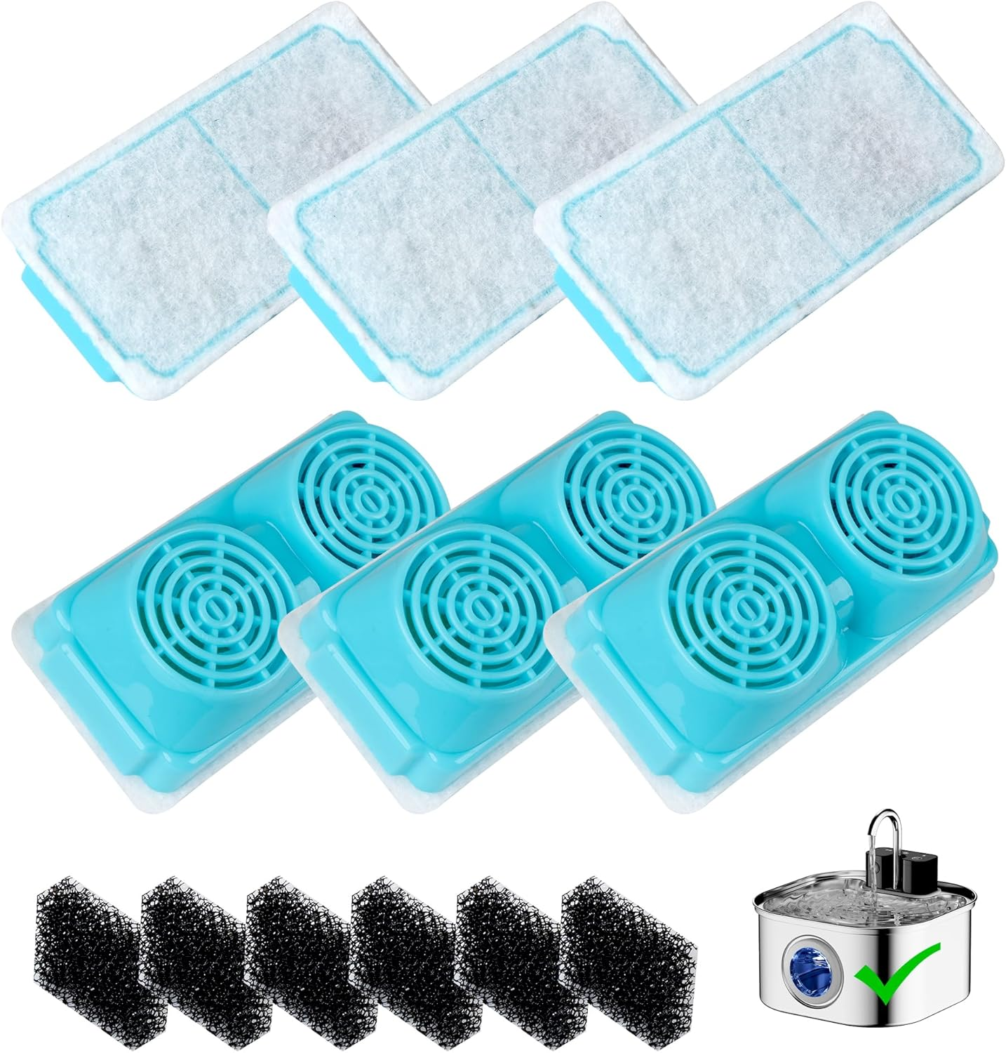OMIPAWZ 12Pcs Cat Water Fountain Filter Replacement for Wireless Battery Operated Pet Drinking Fountain image number 4