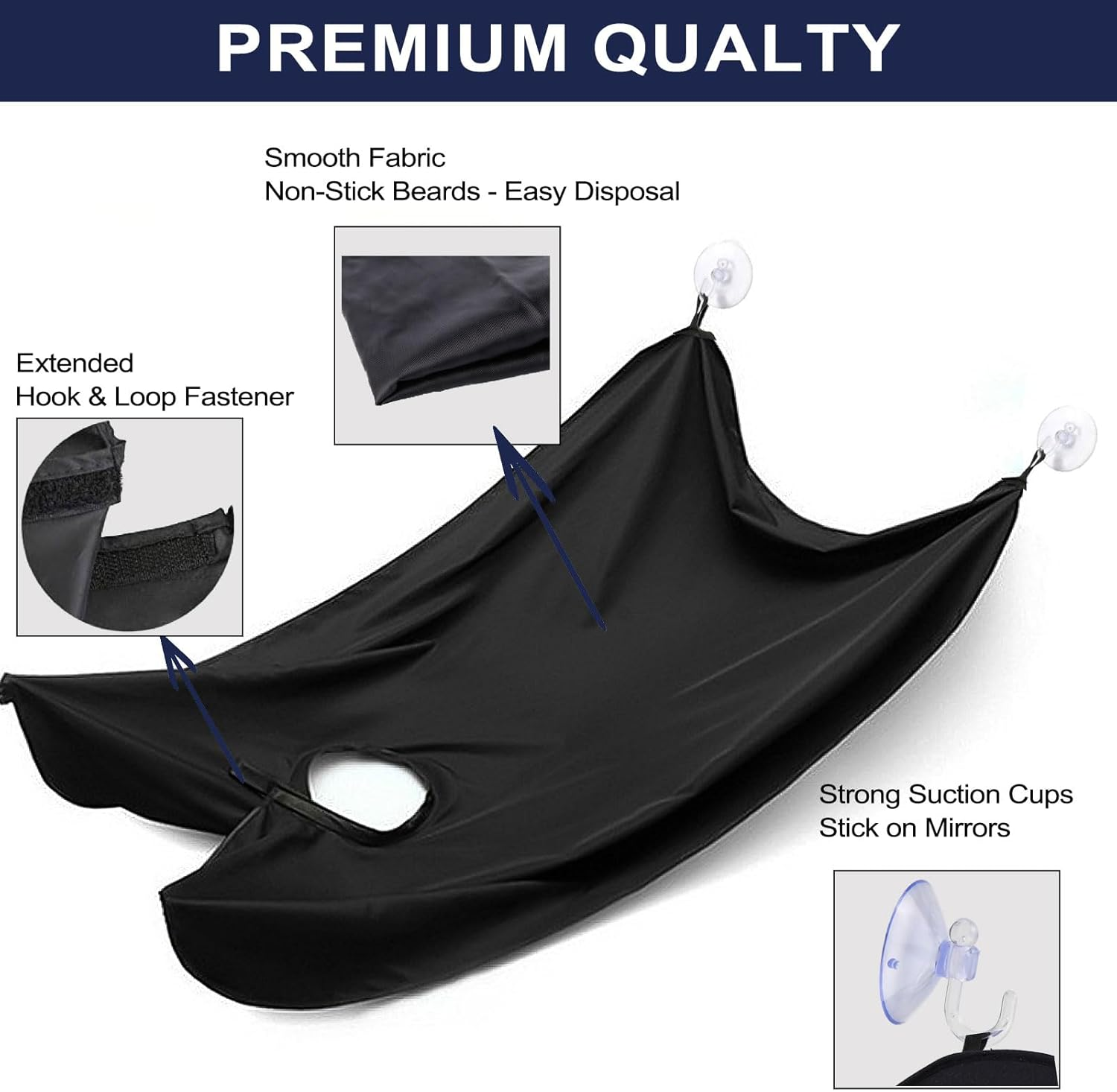 Beard Apron with Suction Cups & Beard Brush Set - Waterproof Beard Bib Apron for Men Shaving Catcher - Beard Hair Catcher for Sink - Black & White image number 1