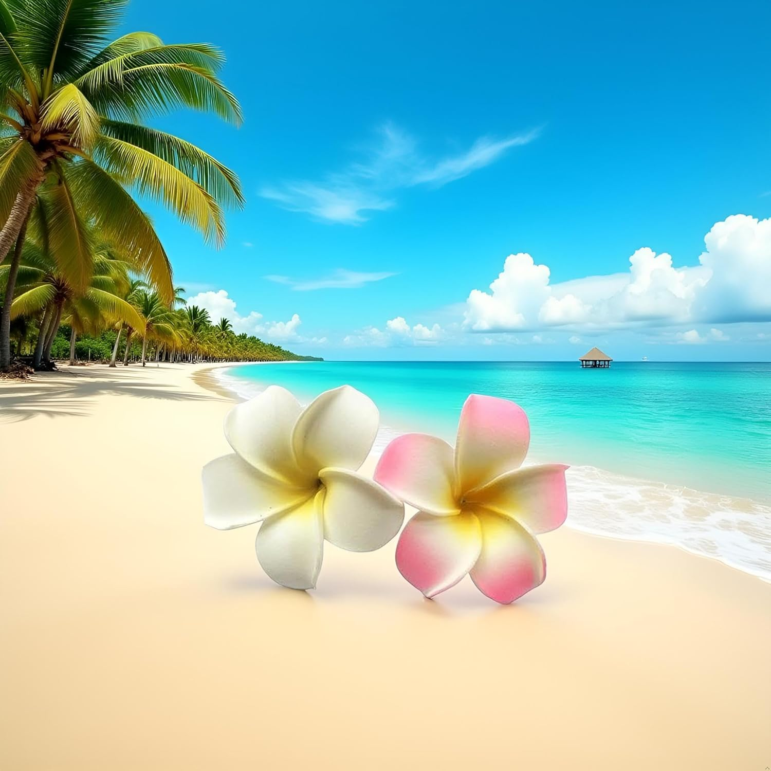 Rosojodg 2Pcs White and Pink Hawaiian Frangipani, Foam Head Flower, Party Beach Hair Clip Hair Clips Hair Accessories(7Cm) image number 2