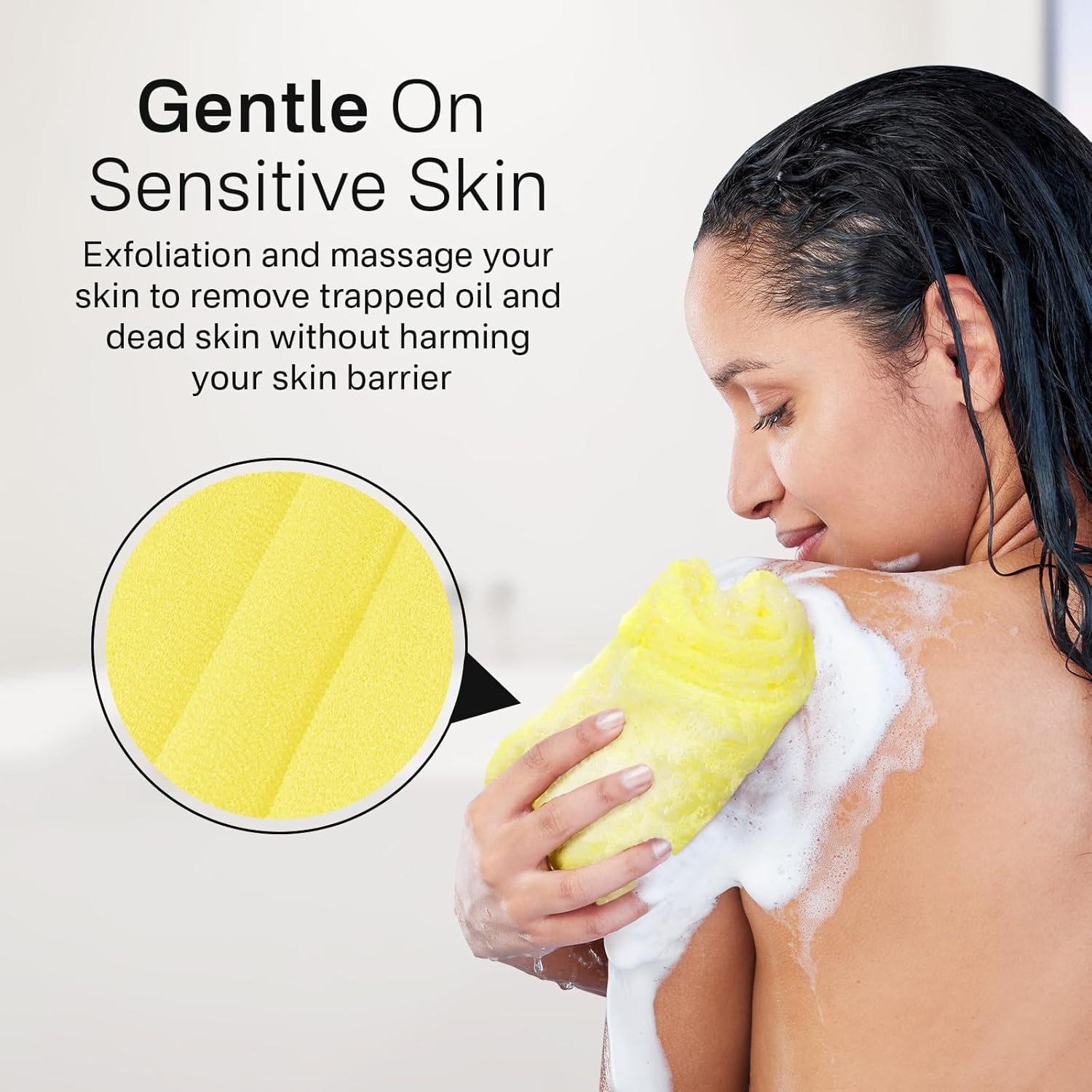 Yiclick Exfoliating Washcloth Towel [3 Pack], Japanese Exfoliating Bath Wash Cloth, Korean Back Scrubber Washer, African Net Sponge Brush Loofah Exfoliator (Multicolor) image number 3