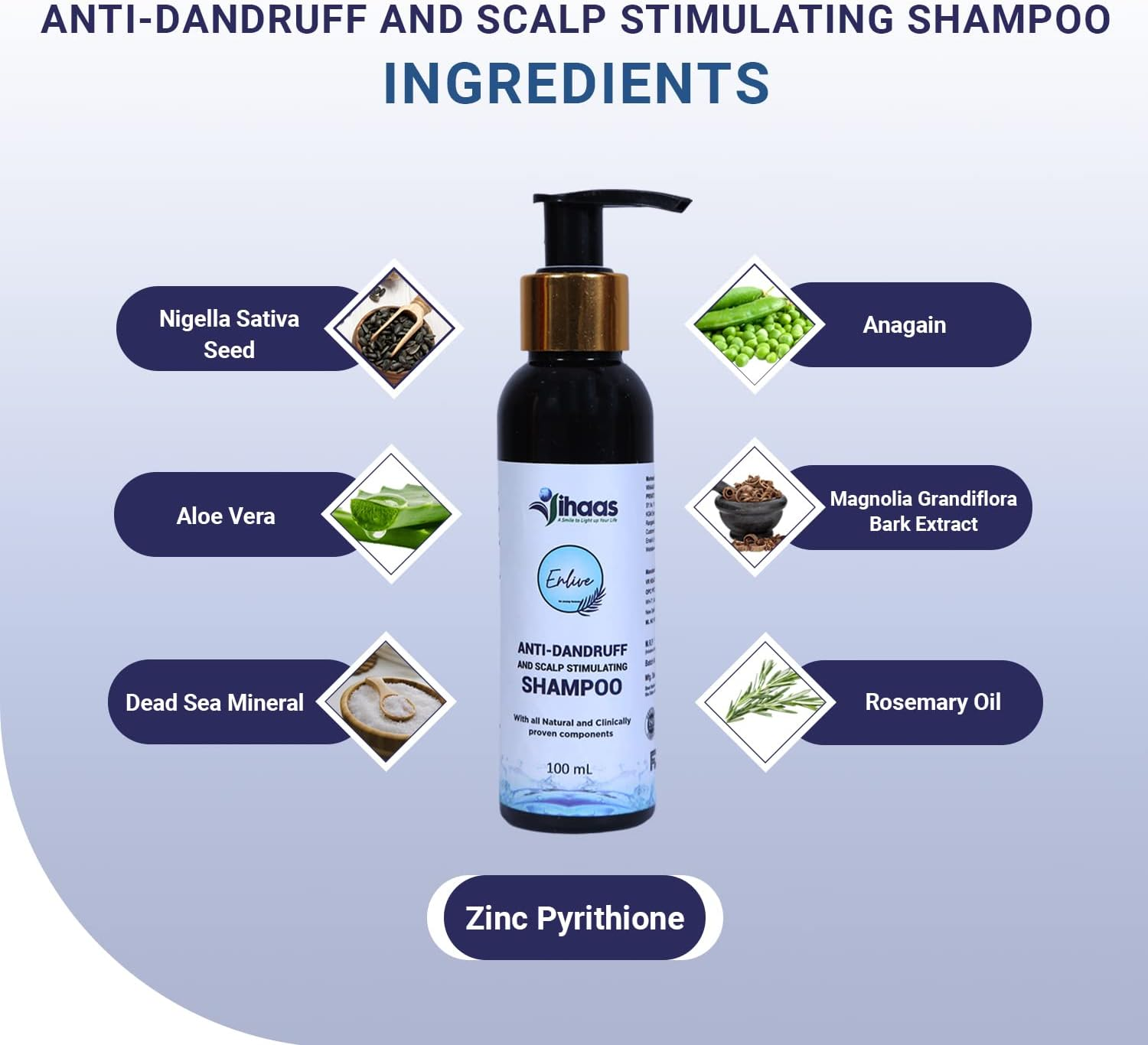 Enlive anti Dandruff Shampoo, Scalp Stimulating, Clears Away Dandruff Flakes, Relieves from Excessive Oil, Relieves from Dandruff Related Itching (100Ml) image number 1