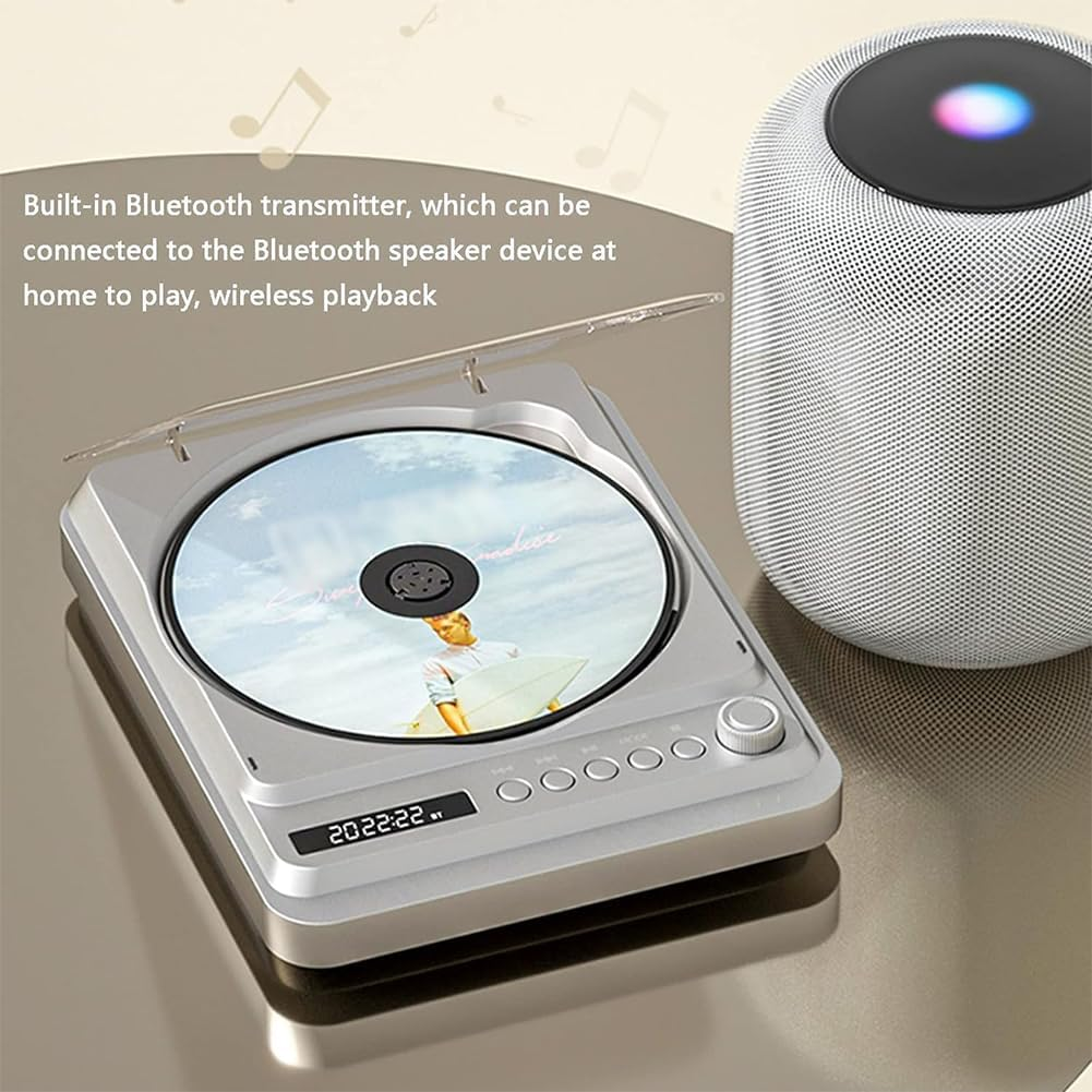 Retro Compact Disc Player, Portable Desktop CD Music Speaker, Rechargeable Home Music Audio, Remote Control, Support AUX in Cable & USB, for Sports, Study, Work B - B image number 4