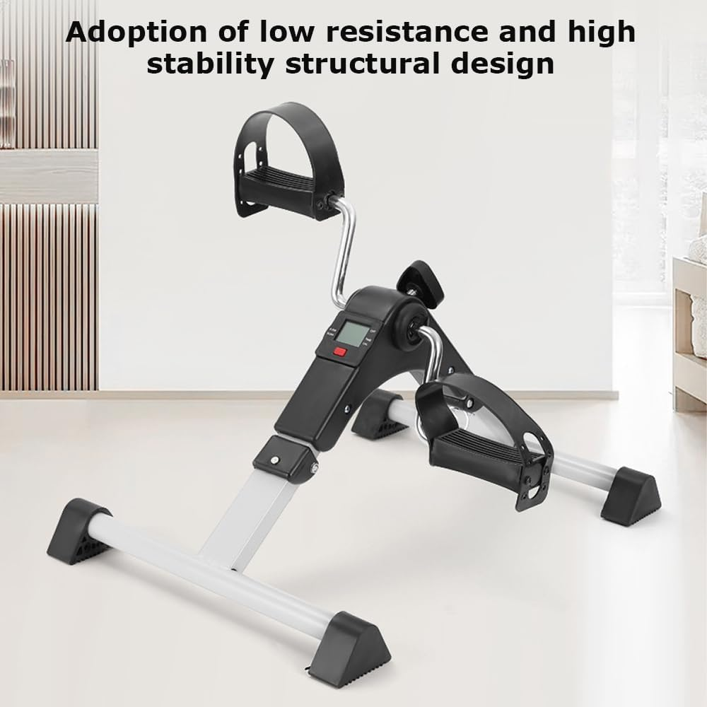 Under Desk Bike, Mutifunction Mini Exercise Bike, Folding Arm and Leg Pedal Exerciser, Portable Foot Peddler Bike, Peddler Machine with LCD Monitor (Black, 41.5*38*93.5 CM) image number 1