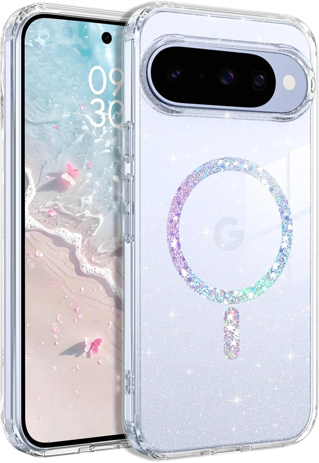GUAGUA for Google Pixel 10/10 Pro Case,[Compatible with Magsafe] Mobile Phone Case Magnetic Transparent Glitter Lightweight Thin Cover Case Protective Case Google Pixel 10/10 Pro, Crystal Clear image number 2