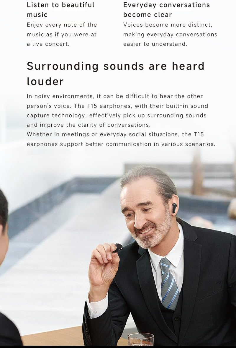 Slub Wireless Headphones Bluetooth 5.4 In-Ear Design, Auto Pairing, ANC+ENC Noise Cancelling, Hifi Sound Quality Parents and Elderly Relatives. (Black) image number 2