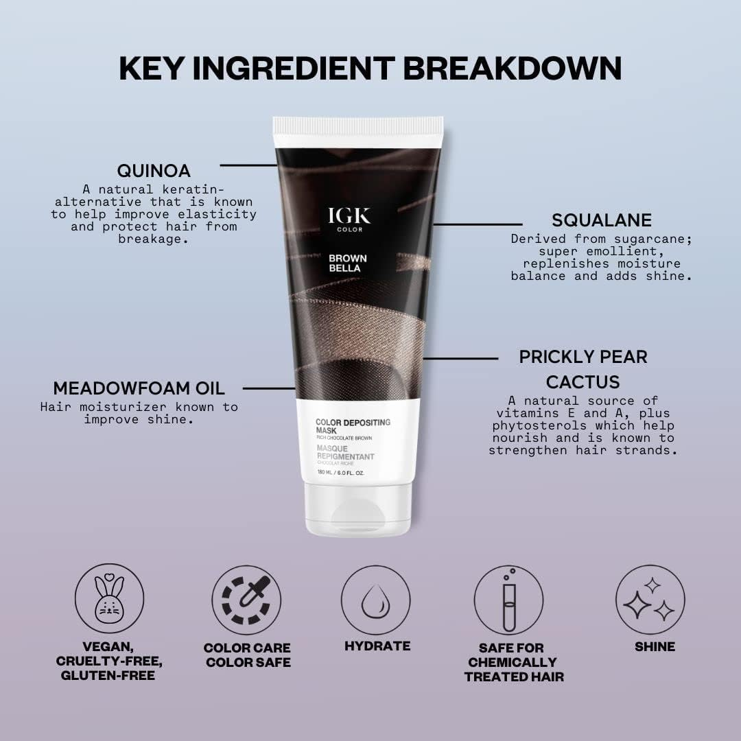 IGK Color Depositing Mask Cocoa Brown Bella image number 1
