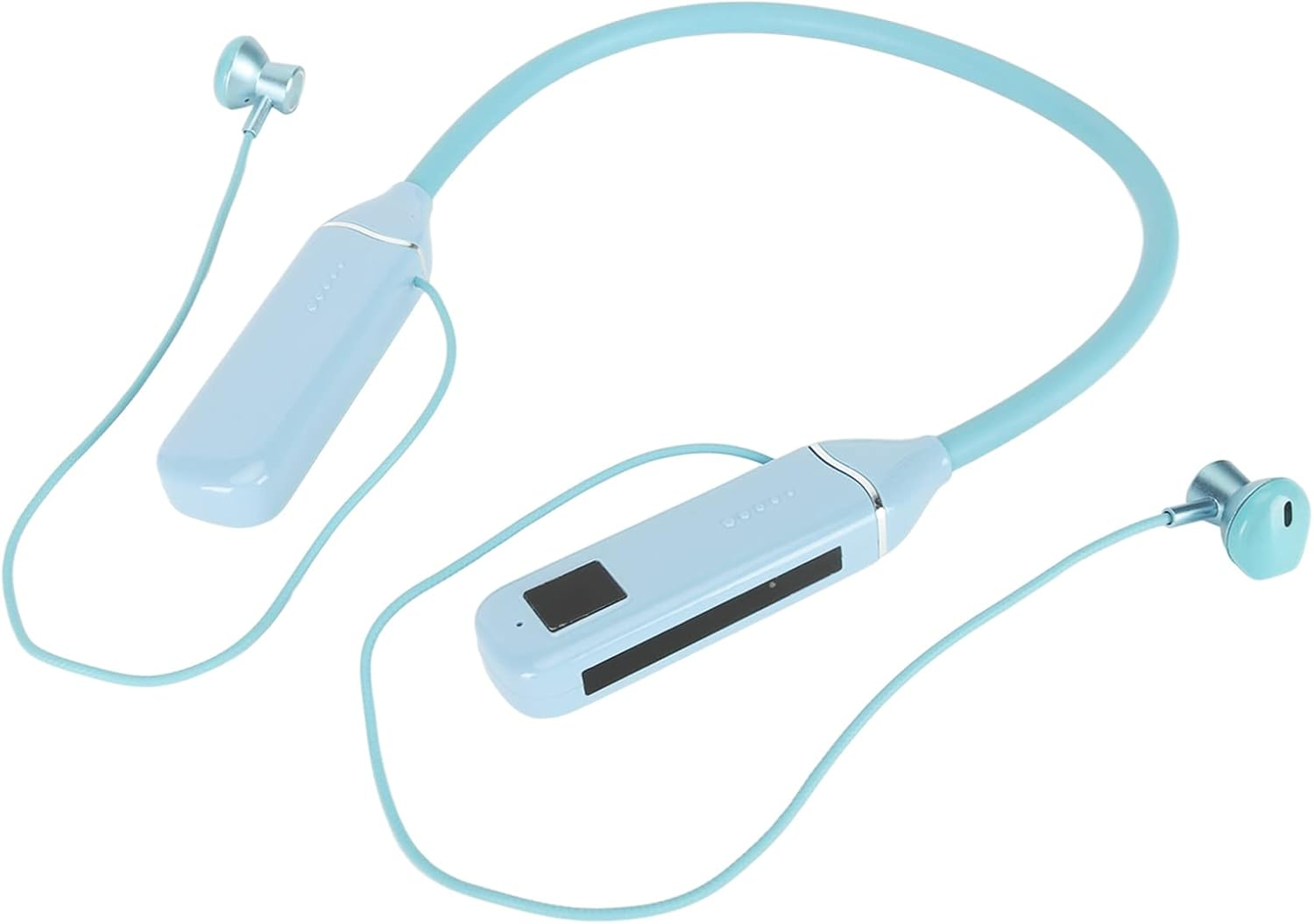 POENVFPO Neckband Headphones, RGB Backlight, Long Standby Time, Memory Card Playback, Wireless Headphones for Music Fans (Blue) - Blue image number 5