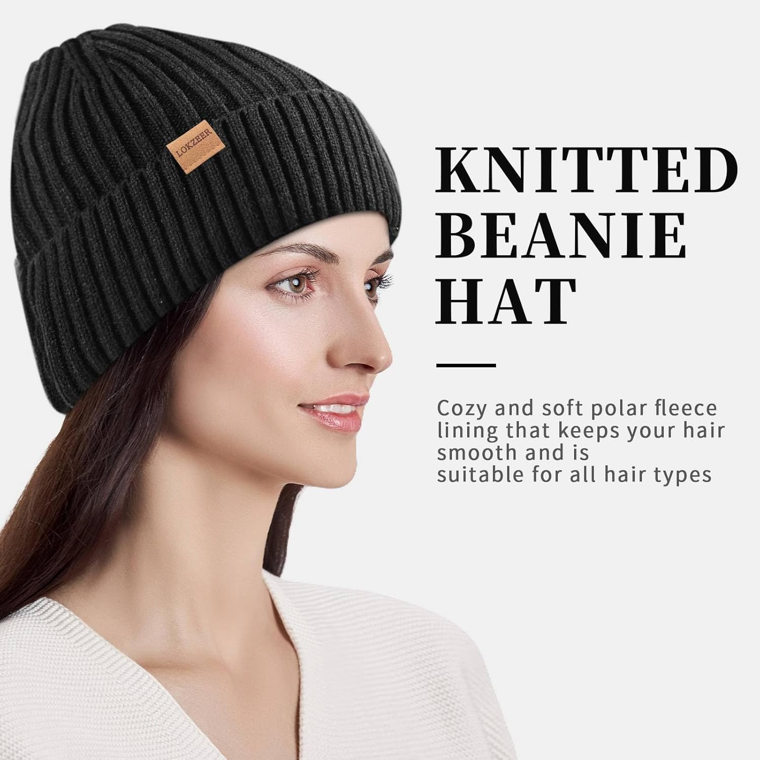 LOKZEER Winter Beanie Hat for Men and Women: Warm Knit Skull Hat with Thermal Thick Polar Fleece Lining Snow Cap Winter Gifts for Family and Friends image number 1