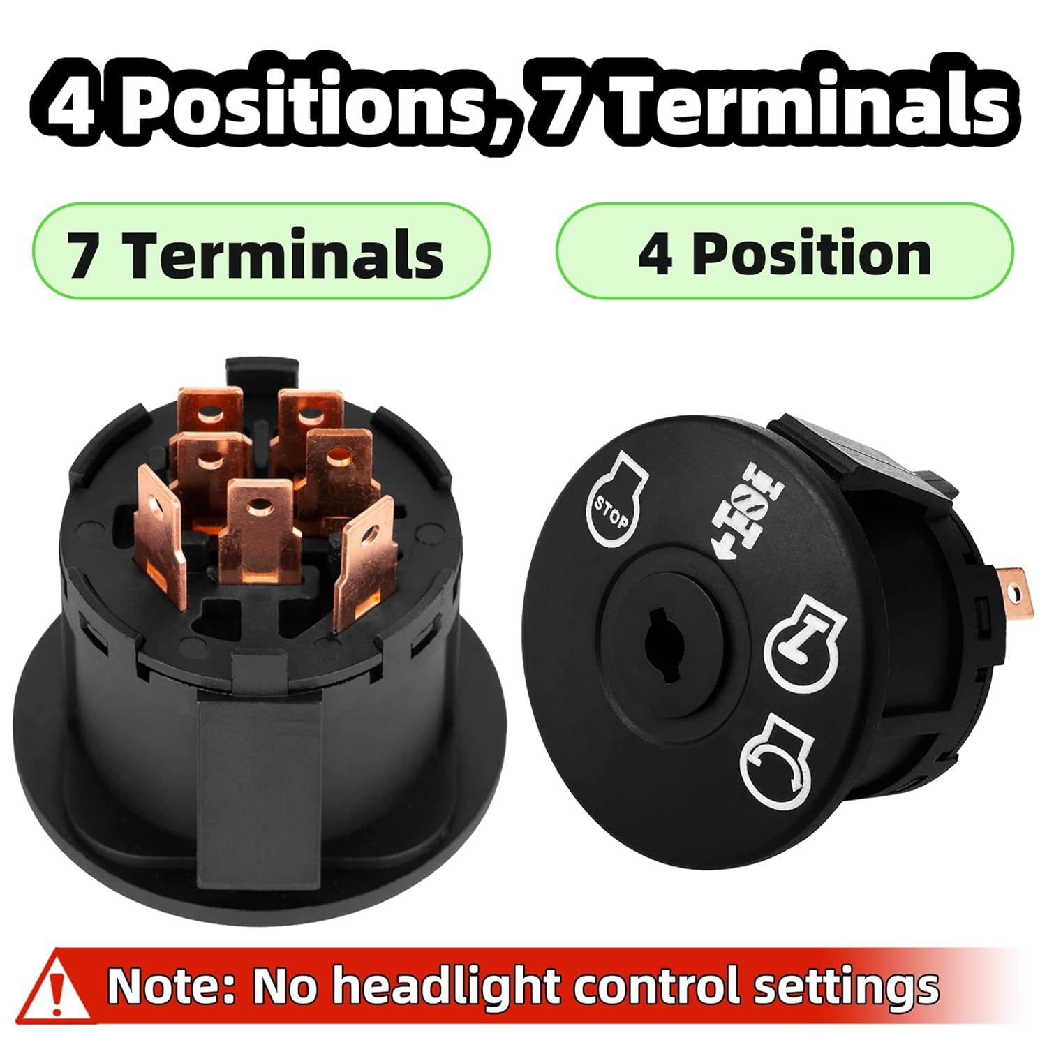 532193350 Ignition Switch with 2 Keys 4 Position 7 Terminals for AYP, Husqvarna, Craftsman, Sears, Poulan Lawn Mower Rider - Replaces 6900-49P1 33457 21546319 448017800 193350 725-07527 705064 image number 2