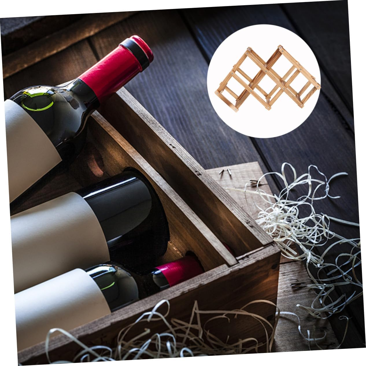 LIFKOME Foldable Wine Rack Modern Wine Holder Space-Saving Storage Shelf for Kitchen Bar Living Display Bottle Capacity Brown Geometric Design image number 3