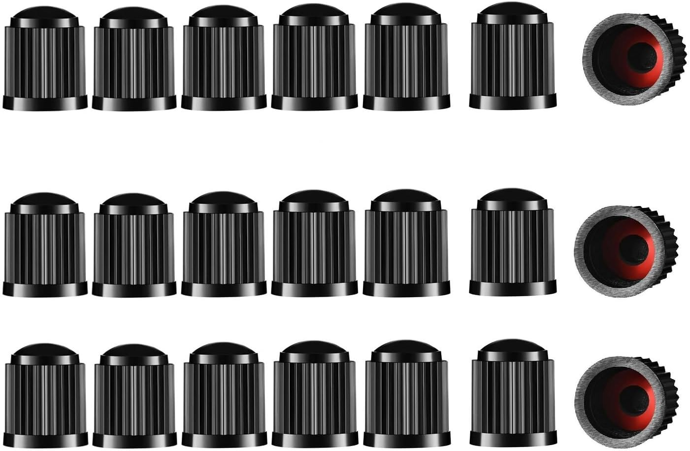 LORJE 100Pcs Plastic Tyre Valve Caps with O-Ring Seal Gasket,Universal Dust Caps for Cars Bike Bicycle Trucks Motorbike Black Plastic Replacement image number 1