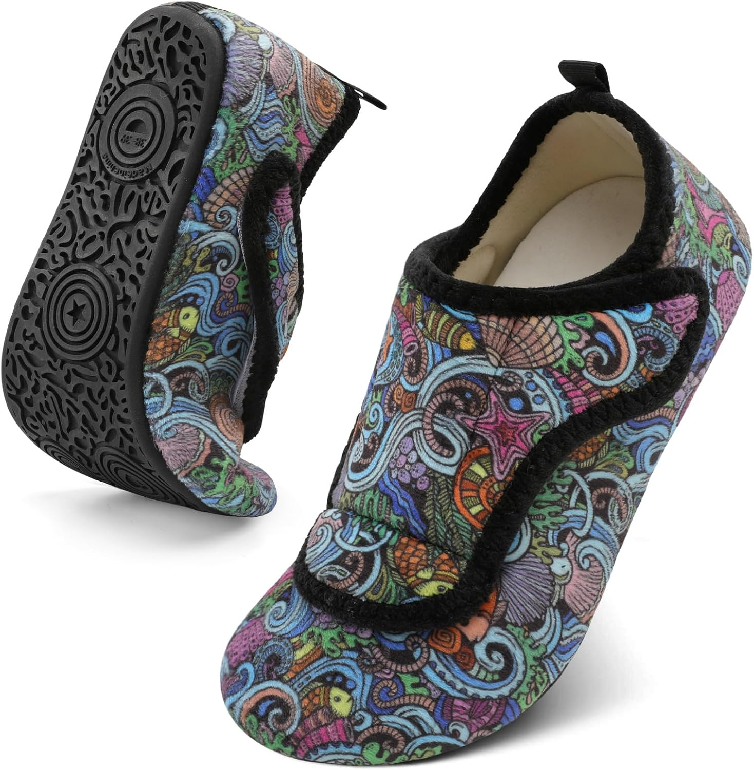 BARERUN Slippers for Women Men Wide House Diabetic Shoes for Women Men Warm Arthritis Edema Swollen Neuropathy Socks Slip on Adjustable Fuzzy Comfy Soft Womens Mens Bedroom Sliipers