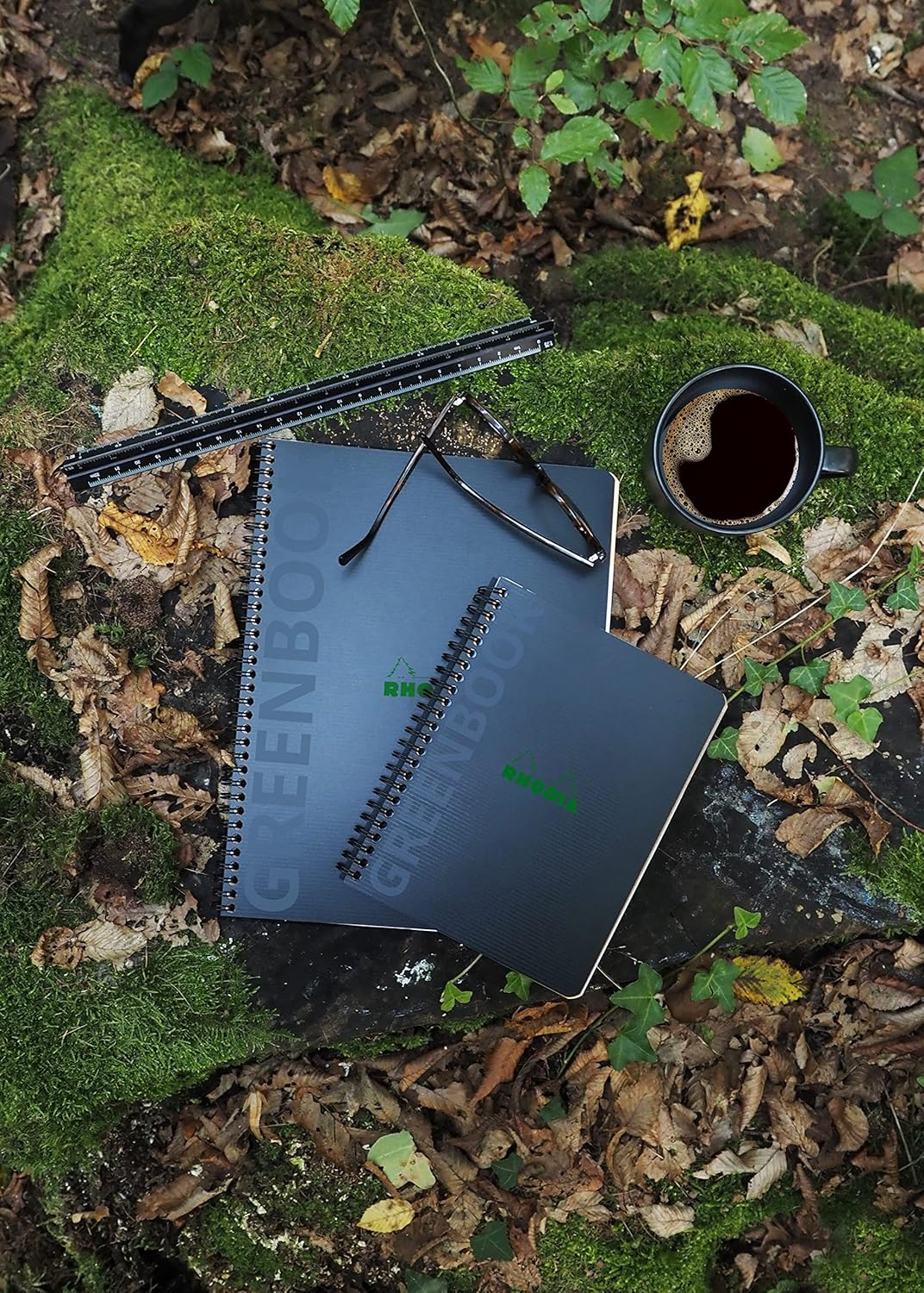 Rhodia Rhodiactive Greenbook 119913C Spiral Notebook, Squared, DIN A5+, 16 X 21 Cm, 80 Sheets Micro-Perforated, 4-Hole Punched, 100% Recycled Paper, 90, Black, Pack of 1 image number 4