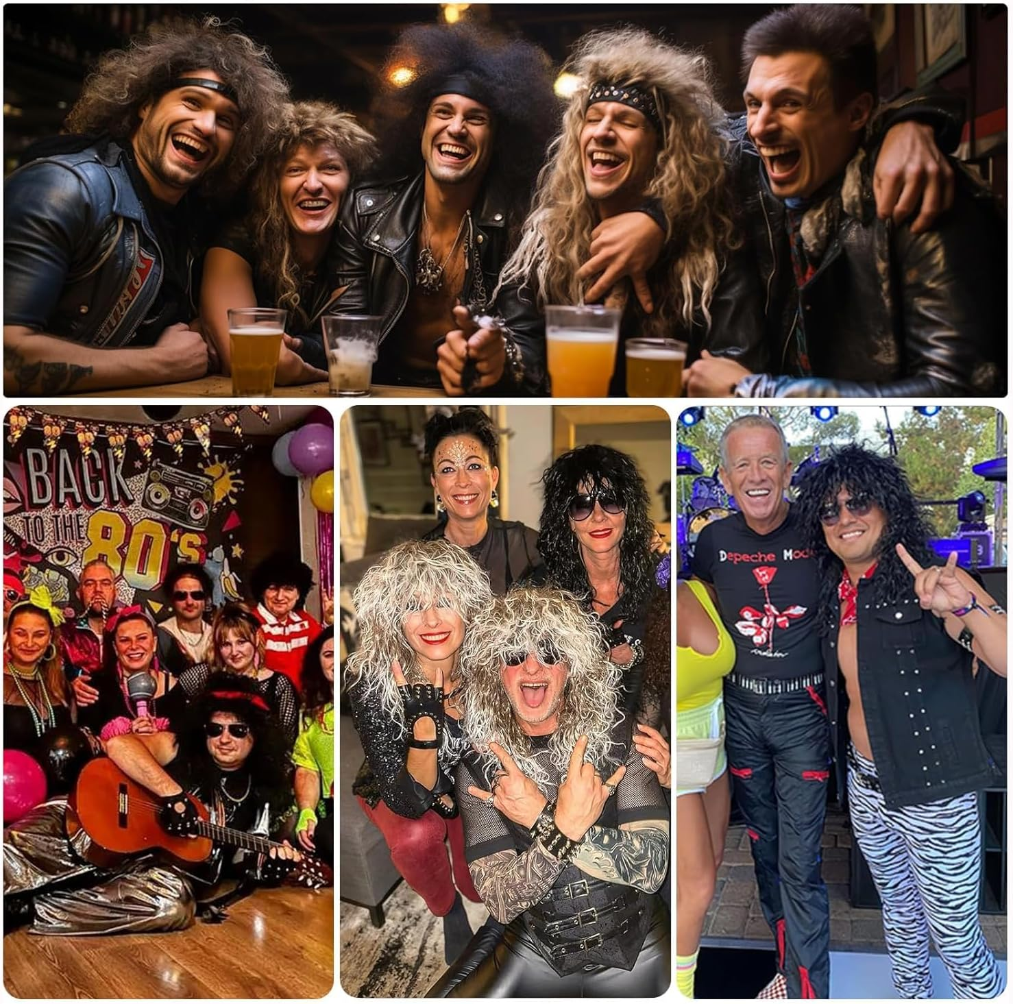 XILIYAI Men&rsquo;S Women 80S Rockstar Style Long Brown Curly Punk Rock Hair Wig Glam Rock-Rocker Wig Perfect for Halloween, Cosplay, DIY Themed Costume Party(Brown) image number 2