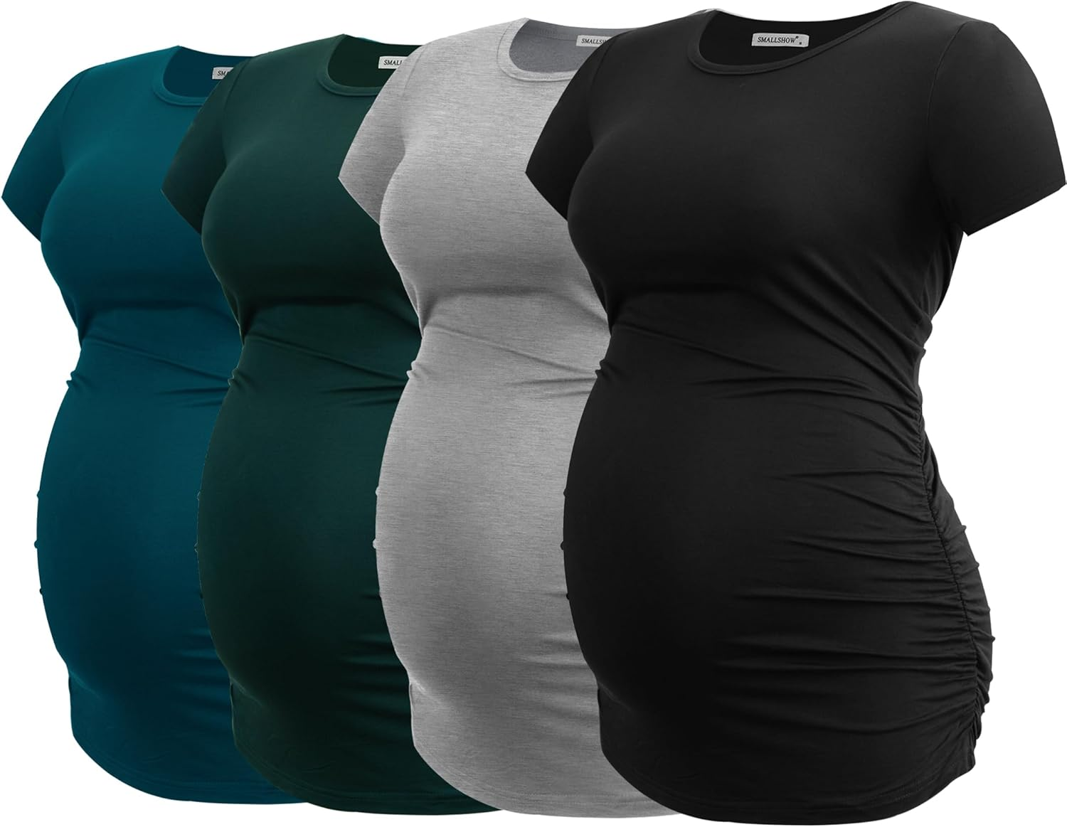 Smallshow Women'S 4 Pack Maternity Shirts Short Sleeve Pregnancy Tops Clothes image number 4