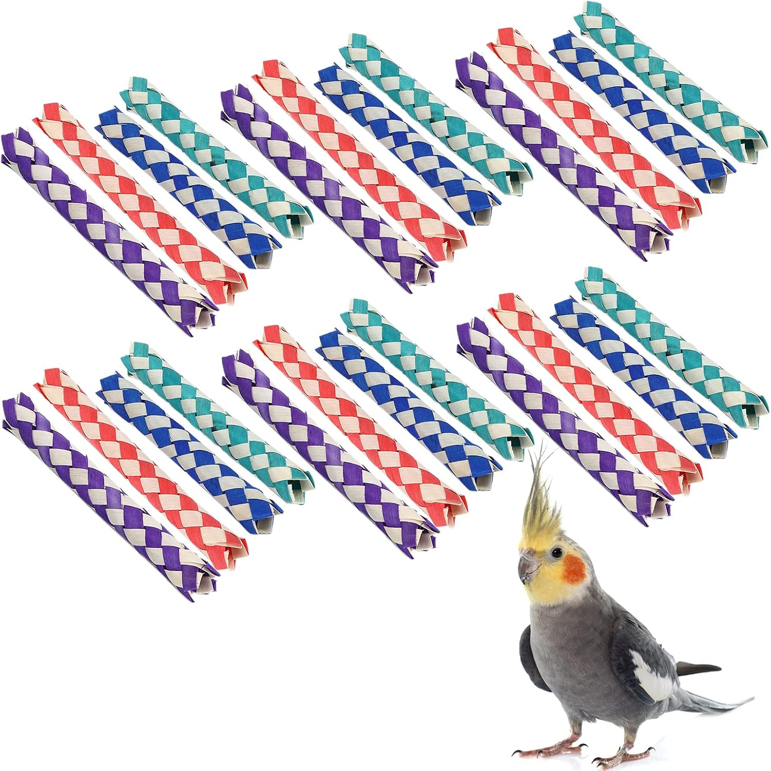 Domary 24Pcs Finger Traps Birds Parrots Chew Toy Chinese Bamboo DIY Kids Parties image number 5