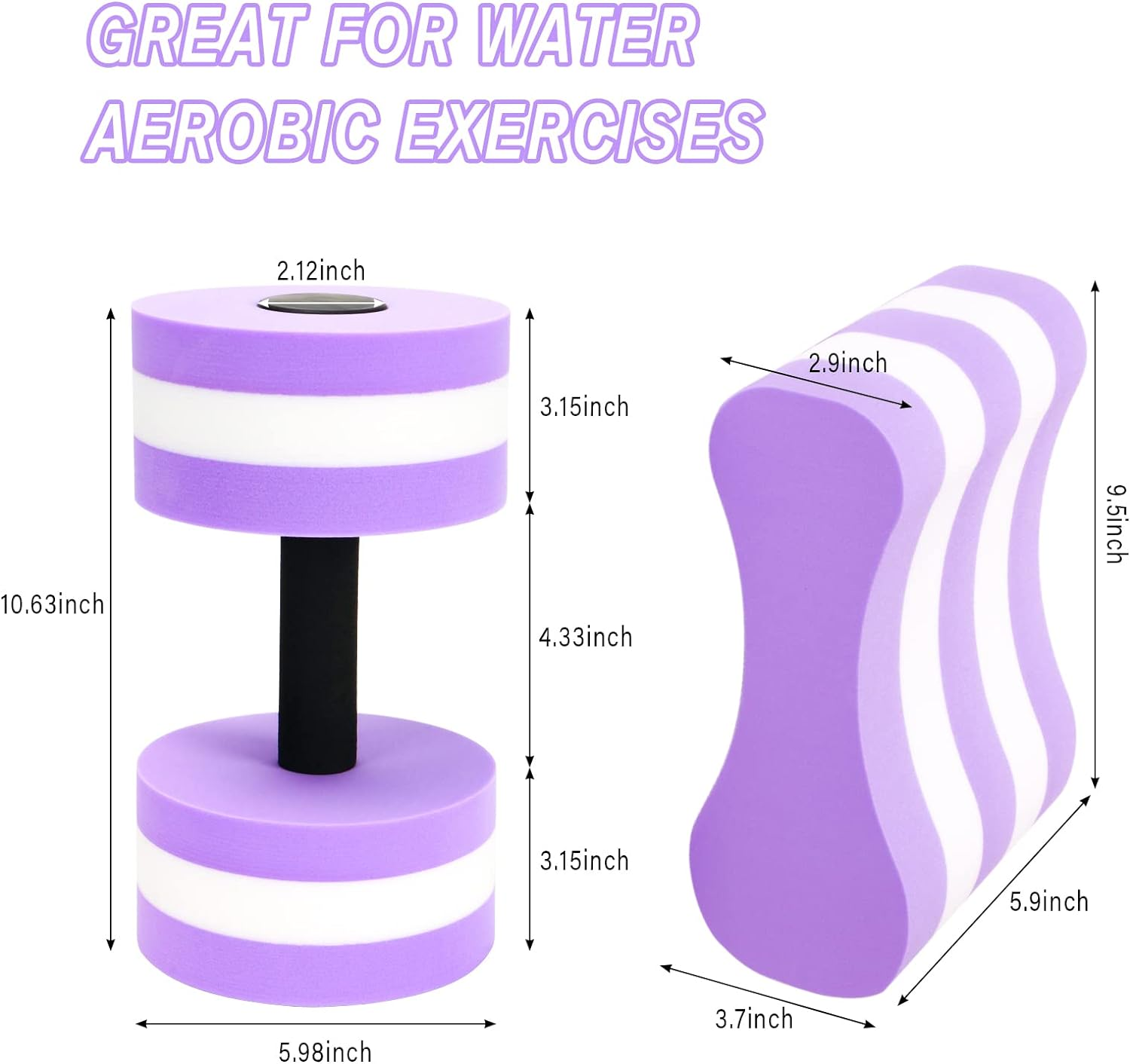 UNAOIWN Water Dumbbell Set for Aquatic Aerobics Exercise, Water Weights Equipment, Training Aid for Aquatic Fitness, Water Workout Fitness Tool image number 1