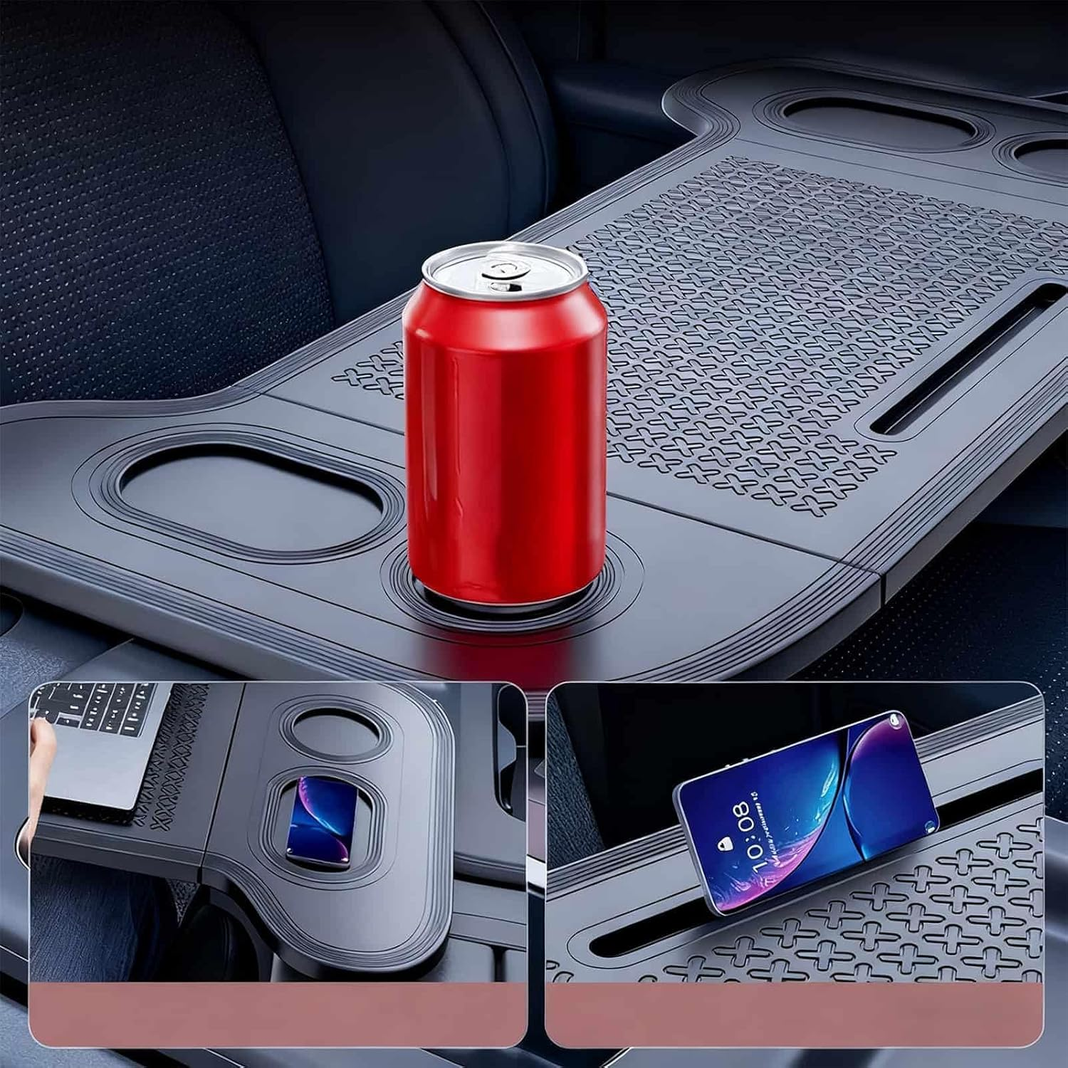 Food Tray for Car,Foldable Laptop Cup Tray,Food Desk Work Stand - for Camping Meeting Work Eating Travel Truck Van Snack Cup Computer Laptop Road Trip image number 4