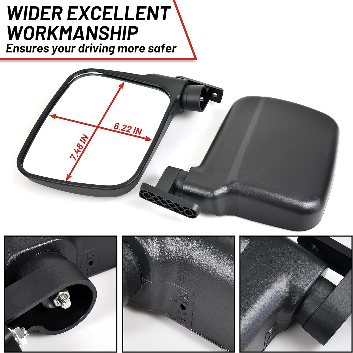 SAUTVS Adjustable Side Mirrors for Honda Pioneer 1000 16-25, High-Definition Clear Wider Folding Exterior Side Rearview Mirror for Honda Pioneer 1000 2016-2025 Accessories, 2PC, Replace# 0SV05-HL4-202 image number 4