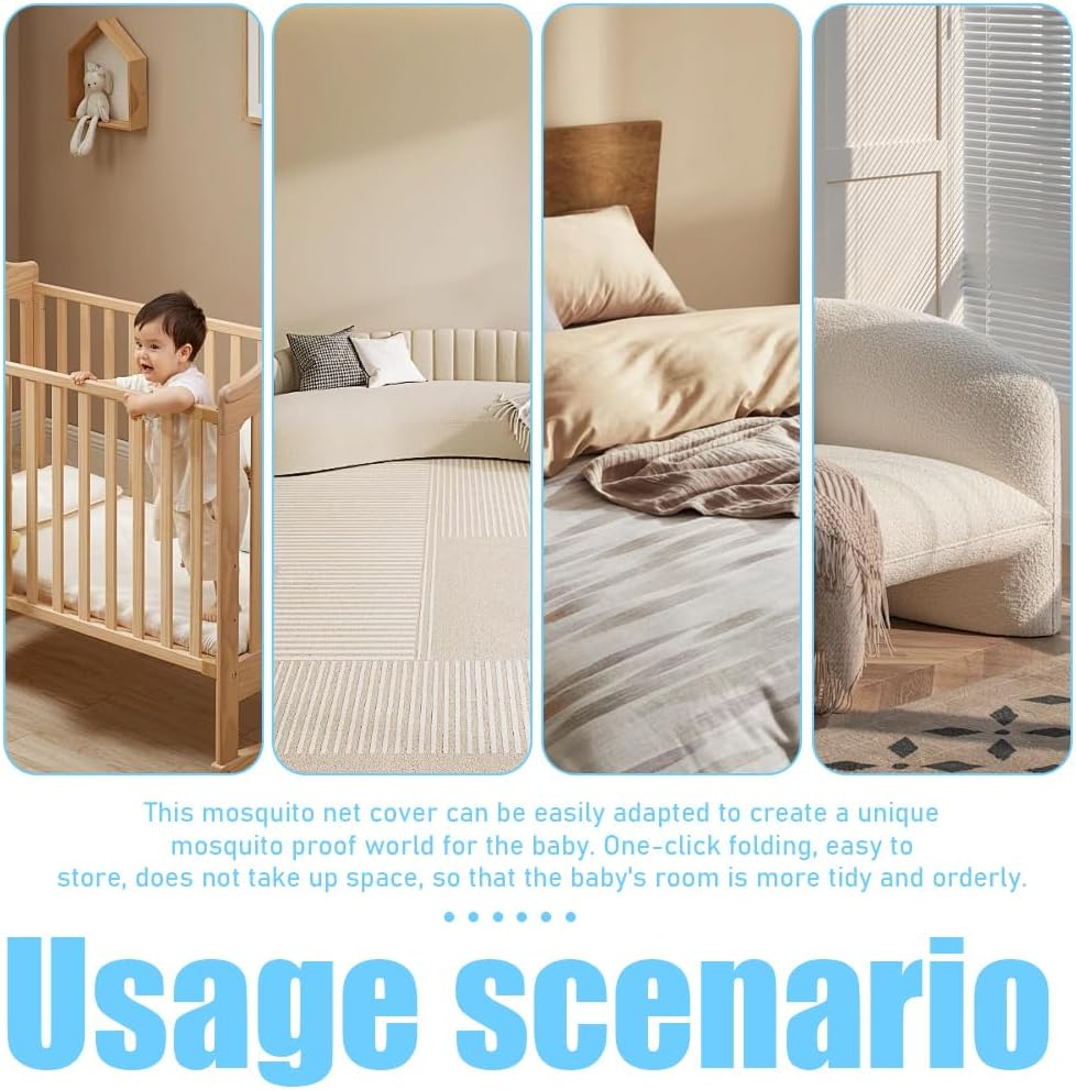 Baby Mosquito Net, Portable up Mosquito Net, anti Mosquito Bed Canopy, Foldable Travel Mosquito Net Bed Tents, Mosquito Net Suitable for Home, Camping and Hiking (128 * 65 * 60 CM, Green) image number 4