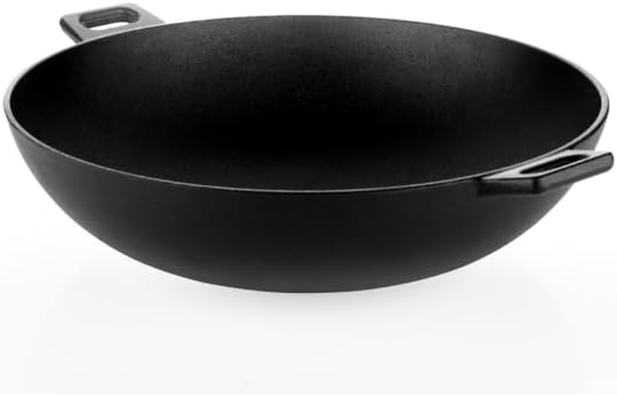 Roca High Grade Cast Iron Wok | Kadhai | Pot for Family Cooking 30Cm, Black image number 2