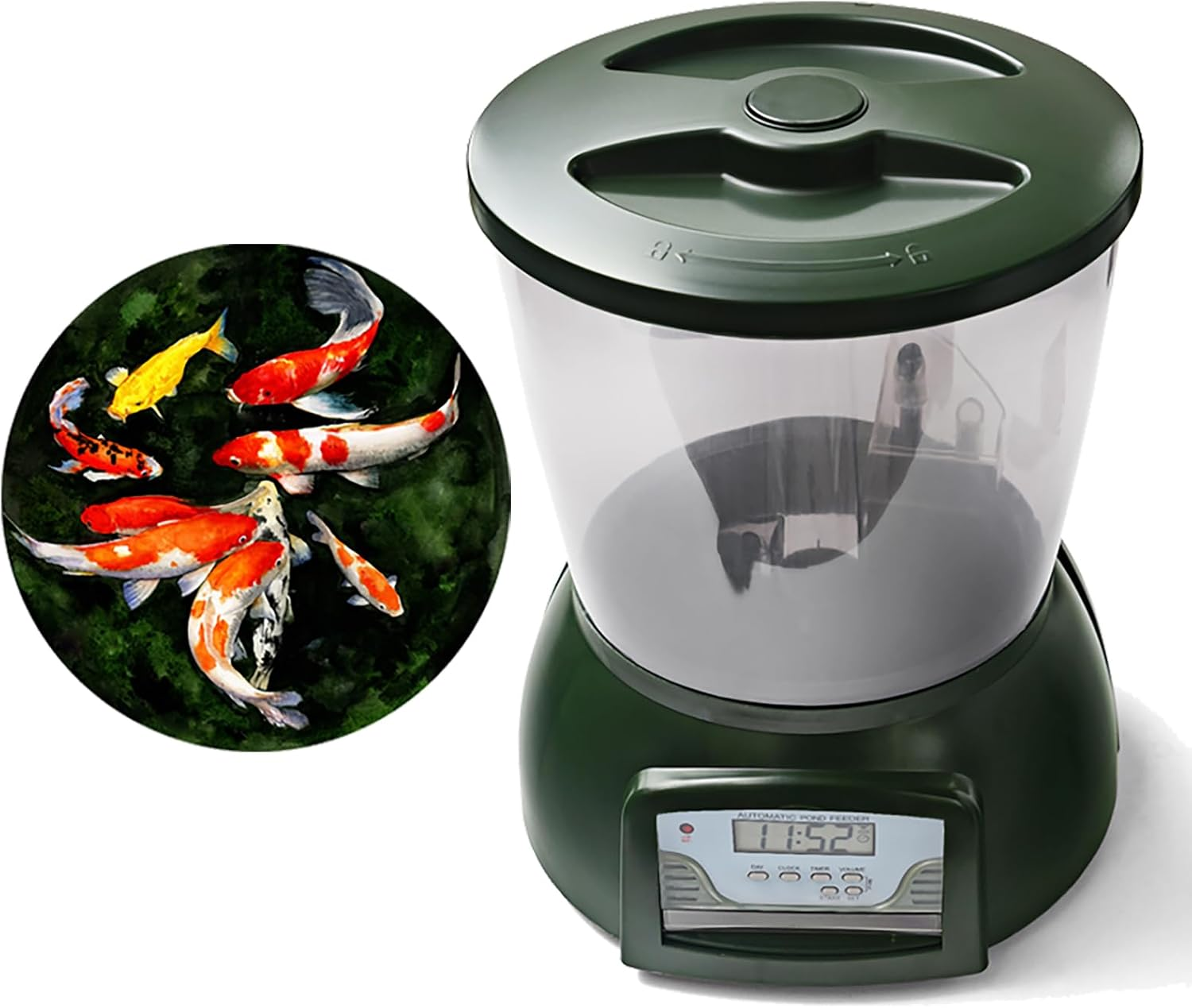 10L Pond Feeder, Automatic Fish Feeder for Pond Outdoor, Fish Feeder Automatic Dispenser, Timer High Capacity for Vacations & Hot or Cold Weather- Battery Powered