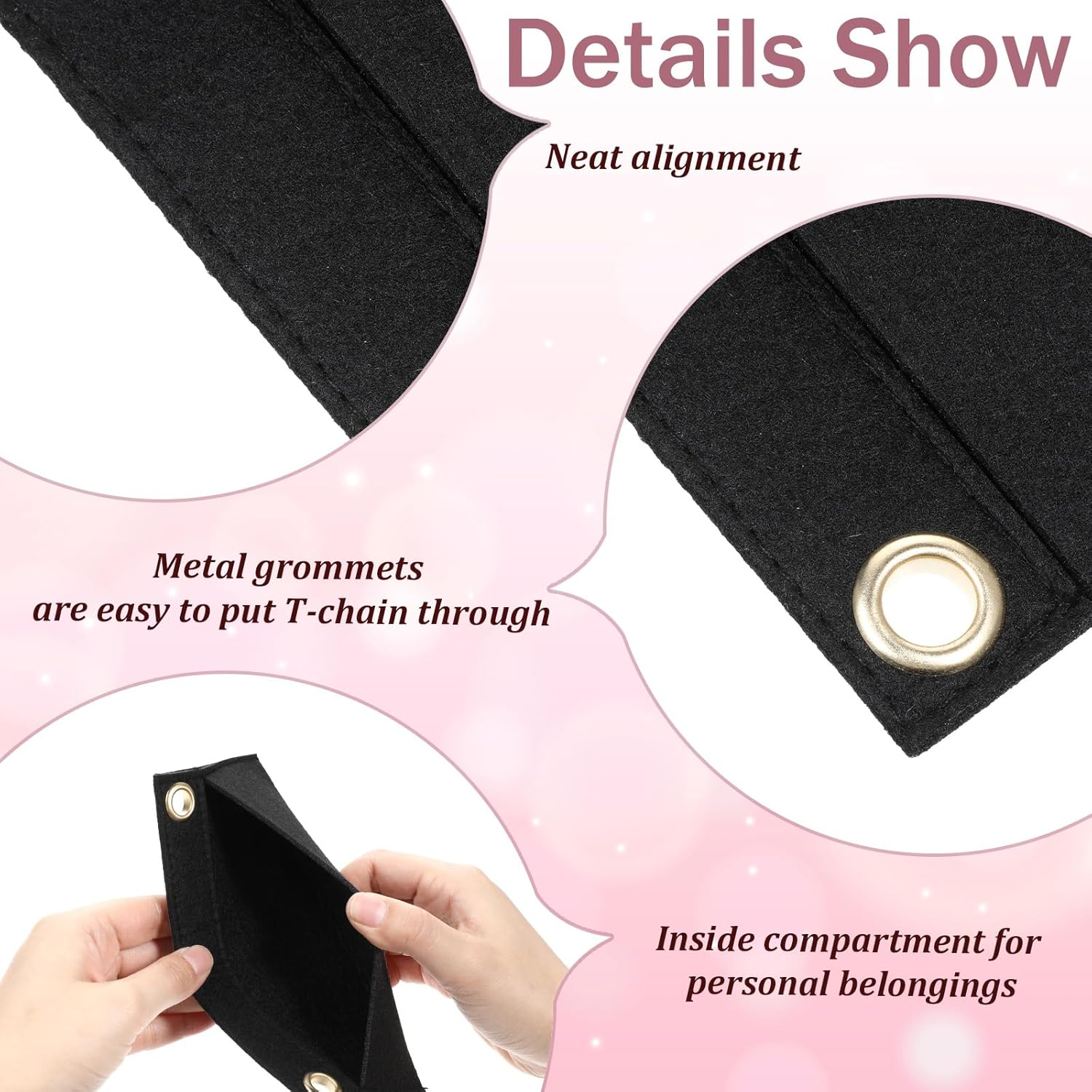 3PCS Felt Purse Organizer Insert with Eyelet, Purses Crossbody Conversion Liner Wool Tote Bags Organizers Bag Classic Inner Pocket Storage for Envelope Bag Women Clutch Bags Handbag No Chain image number 2