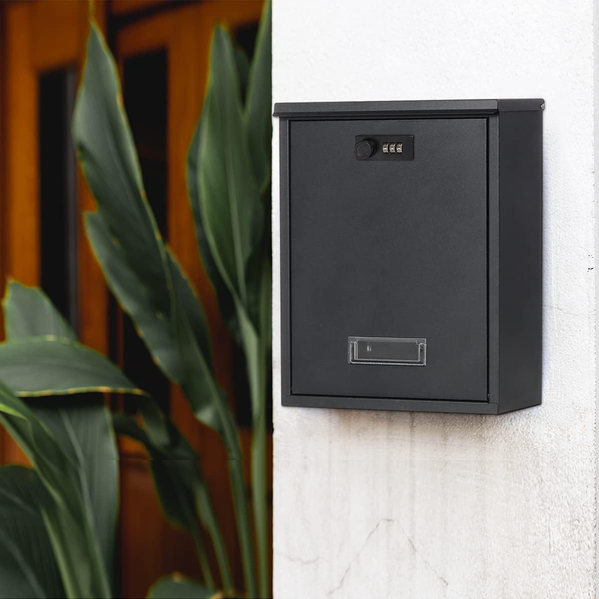 Mailbox with Combination Lock, Lovndi Wall Mounted Locking Mailboxes, Medium Capacity Drop Lock Box for Outdoor, Black image number 6