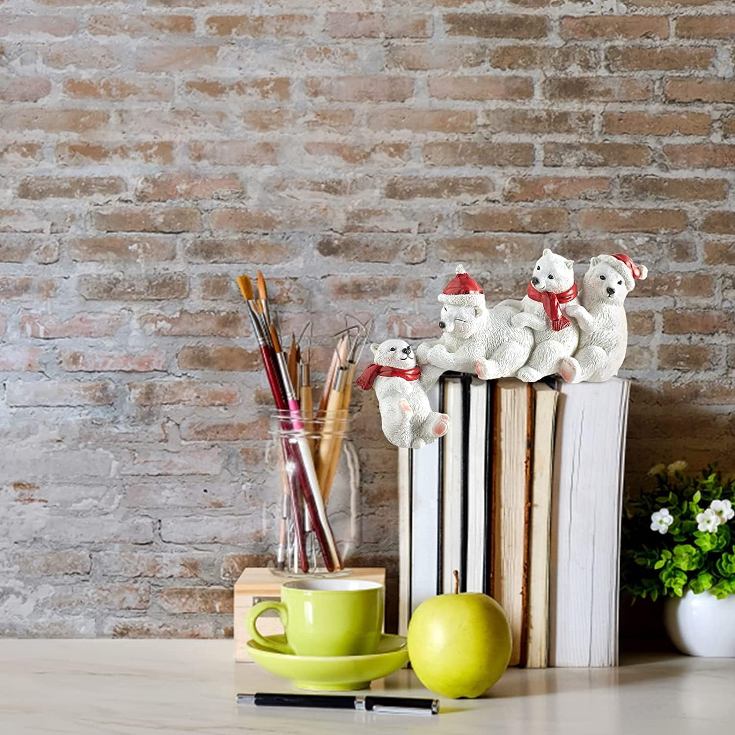 Polar Bear Christmas Decorations Table Corner Decoration,Bear Figurines Table Holiday Decor Holiday Shelf Sitters,Christmas Presents Home Xmas,Polar Bear - Black Bear image number 4