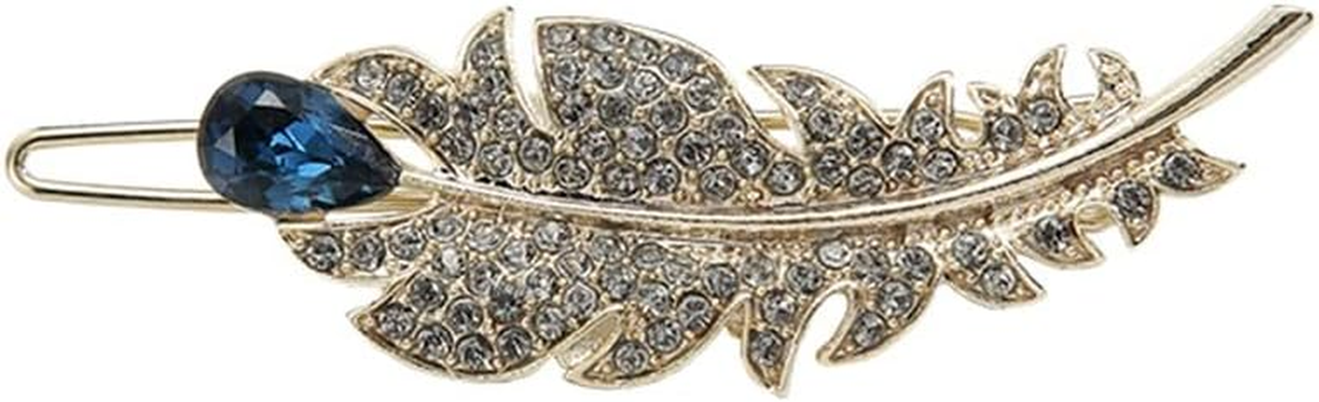 Rhinestone Hairpin,Crystal Barrette,Curl Hair Clip,Korean Trend Feather Side Clip Wild Rhinestone Clip Adult Headwear Hairpin Female Hairpin Hair Accessories (Color : A, Size : 4.9 * 1.7Cm) image number 2