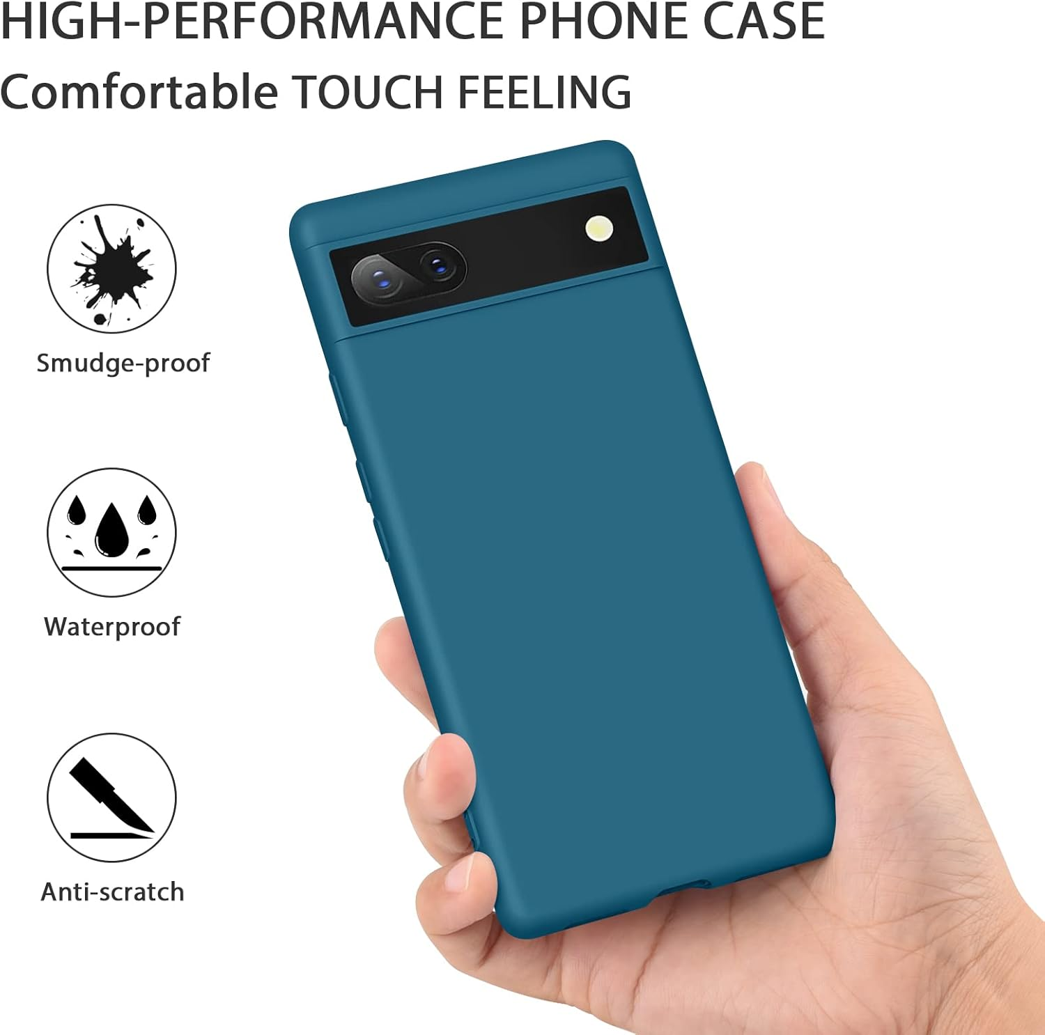 Soft Silicone Case for Google Pixel 6A Case(2022), Flexible Premium Rubber Full Body Protection Dust-Proof Shockproof Scratch Resistant Wireless Charging for Pixel 6A 5G Cover - Black image number 4