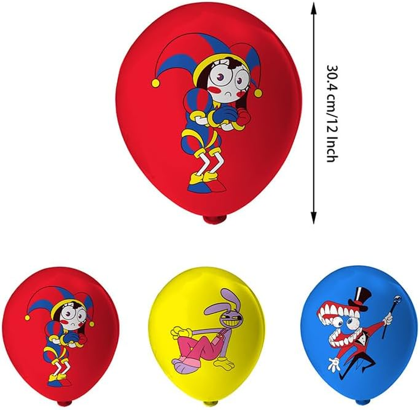 32 PCS the Amazing Digital Circus Birthday Decorations, Party Favor Decoration Supplies, Including Happy Birthday Banner, Cake Topper, Cupcake Topper, Balloons- Room Decoration image number 4