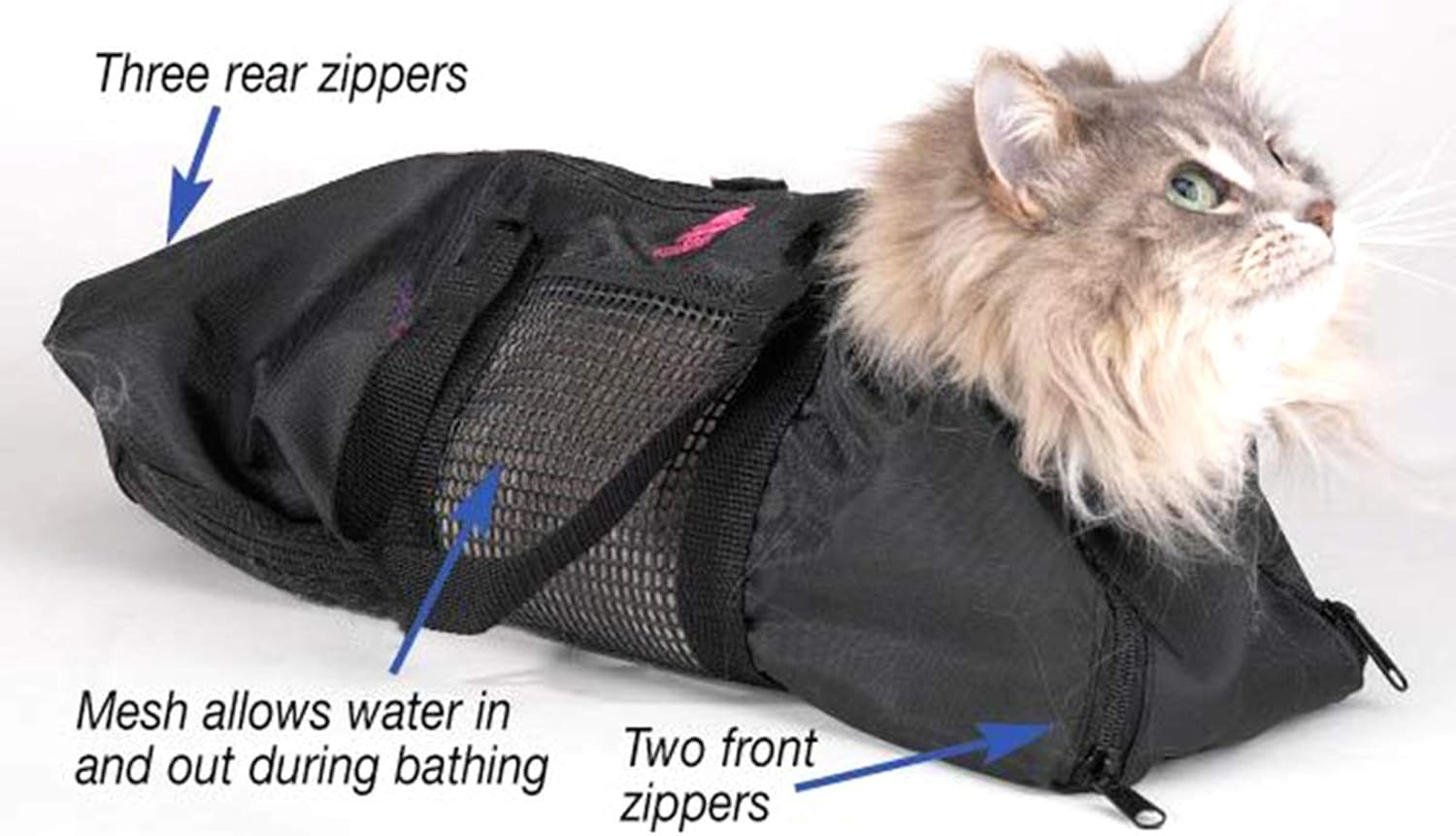 SOONHUA Cat Glooming Bag for Bathing Cats, Adjustable Cat Shower, Mesh Bag, Bath Bag, Anti-Scratch, Breathable, Restraint Bag, Cat Bag for Cleaning, Grooming, Bathing image number 6