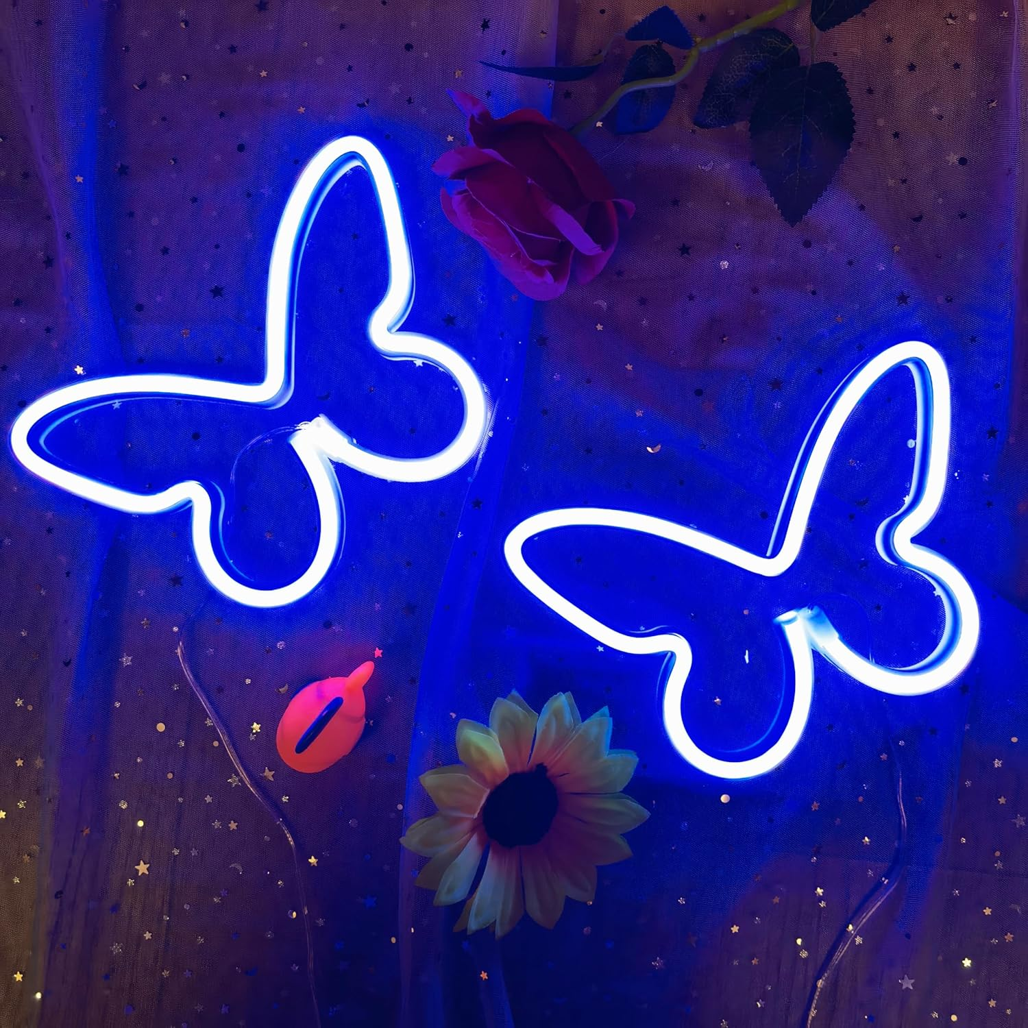 Coral Pink Butterfly Neon Signs for Wall Office Colleage Apartment Dorm Wedding Birthday Party Decor,Neon Butterfly Led Signs Decorations Night Light for Teen Girls,Usb or 3-AA Battery Powered