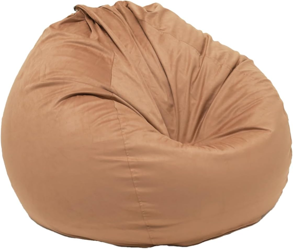 Beanbag Chair Cover with Liner Only Removable 3Ft (No Filler) Luxurious Microfiber Suede Beanbag Cover for Adults Indoor Pear Style Large - Light Brown