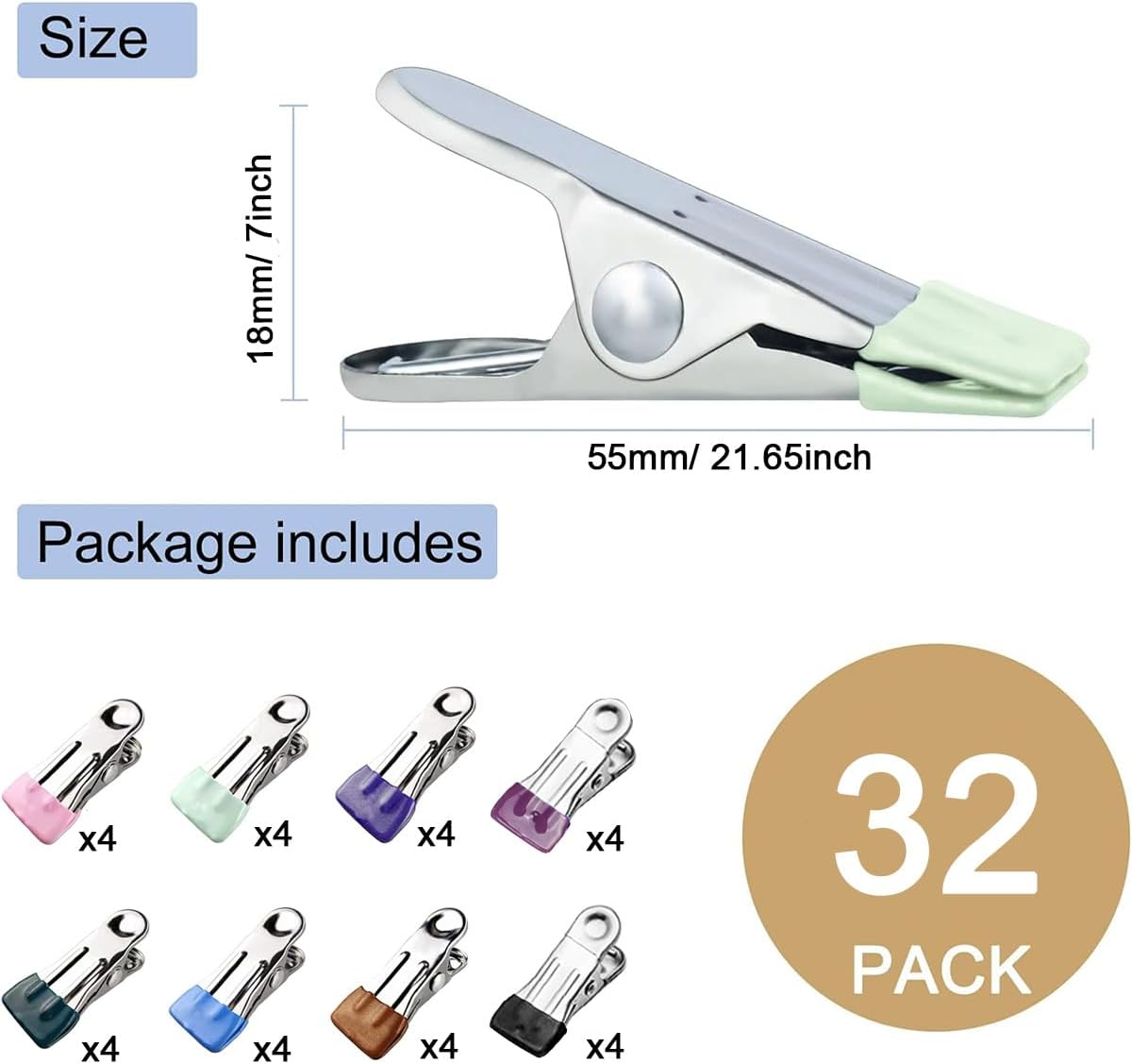 Vivoglow 32-Pack Stainless Steel Pegs for Home Organization & Kitchen image number 2