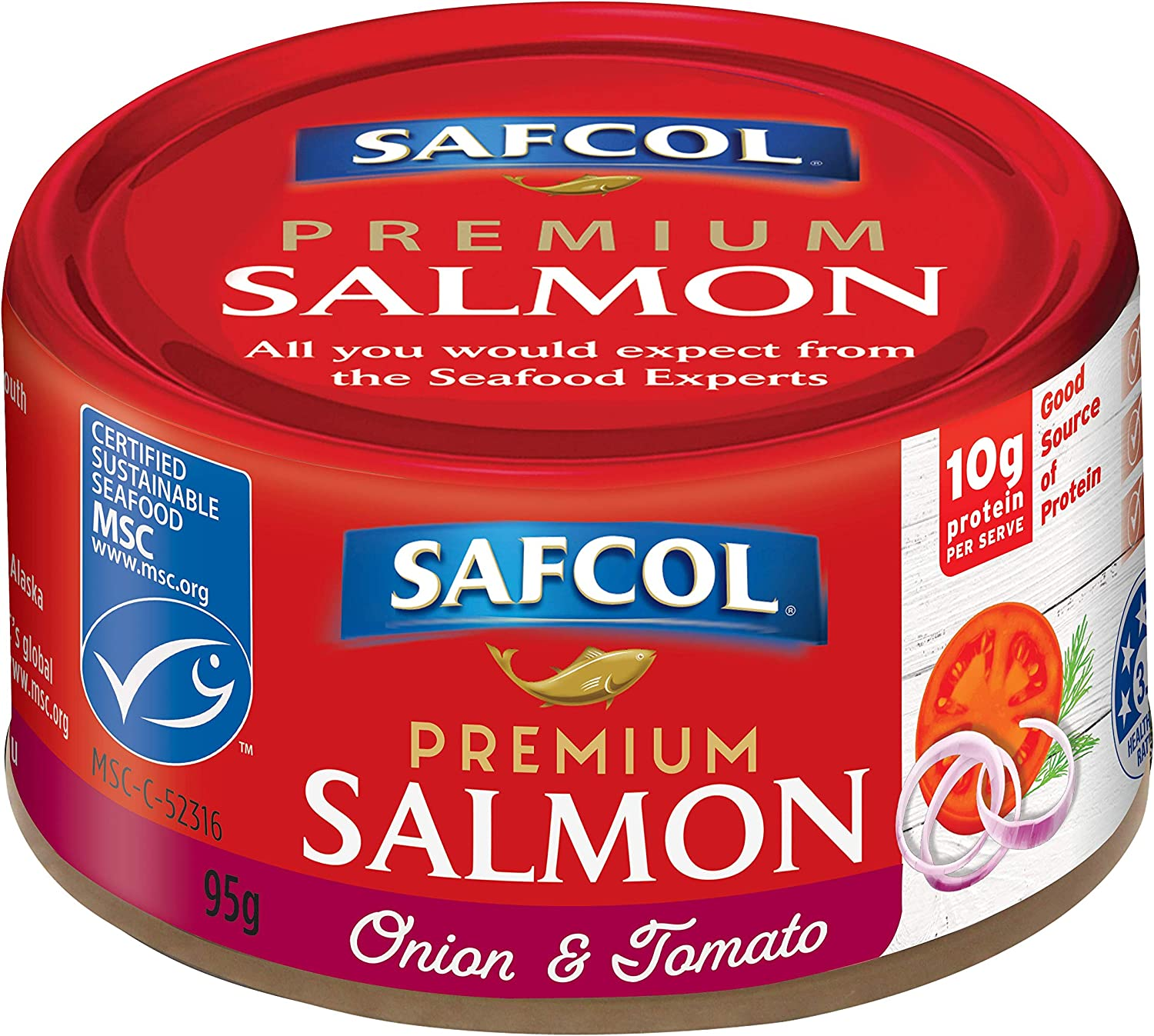 SAFCOL Premium Salmon with Tomato and Onion 95G Can X 12 image number 1