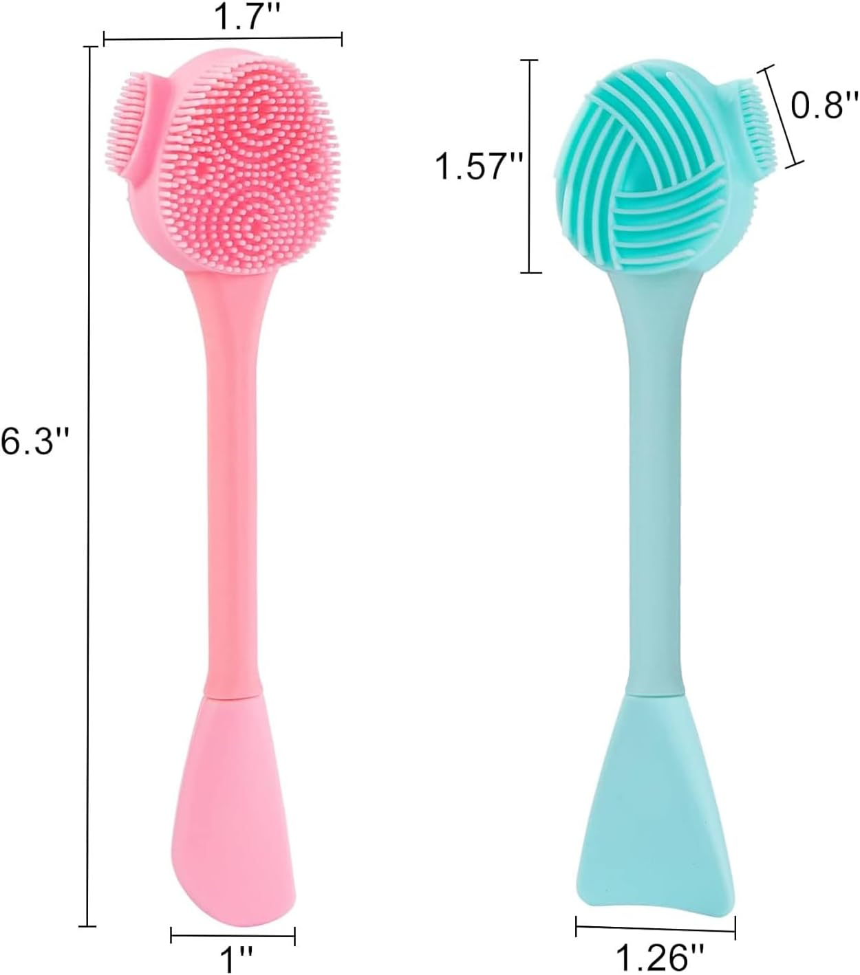 Weidllys Facial Cleaning Brush, 4-In-1 Silicone Facial Mask Brush and Facial Scrub for Exfoliation, Massage, Blackhead Removal, Makeup Removal, Mud Application, Clay, Body Lotion, DIY Facial Mask (Blue and Pink)