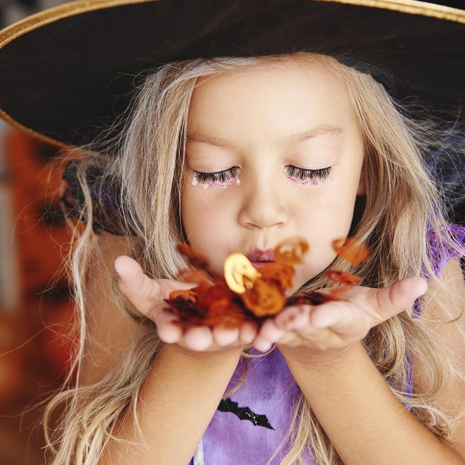 DECOMELODY Colored Glitter False Eyelashes Decorative Lashes with Luminous Stage Makeup for Festival Party Use image number 6