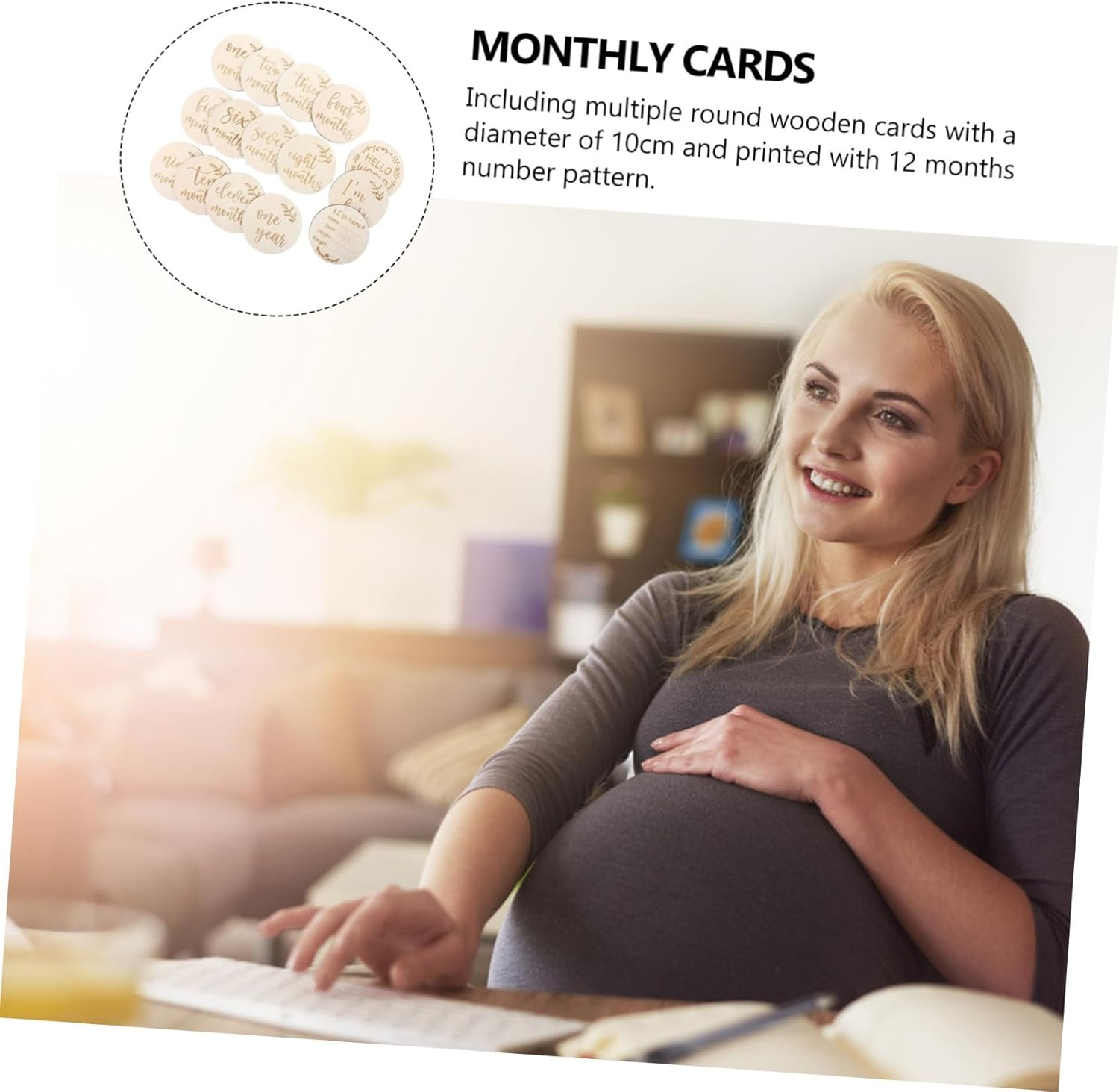 Unique Milestone Cards Growth Album Photo Props Wood Grain Greeting Cards