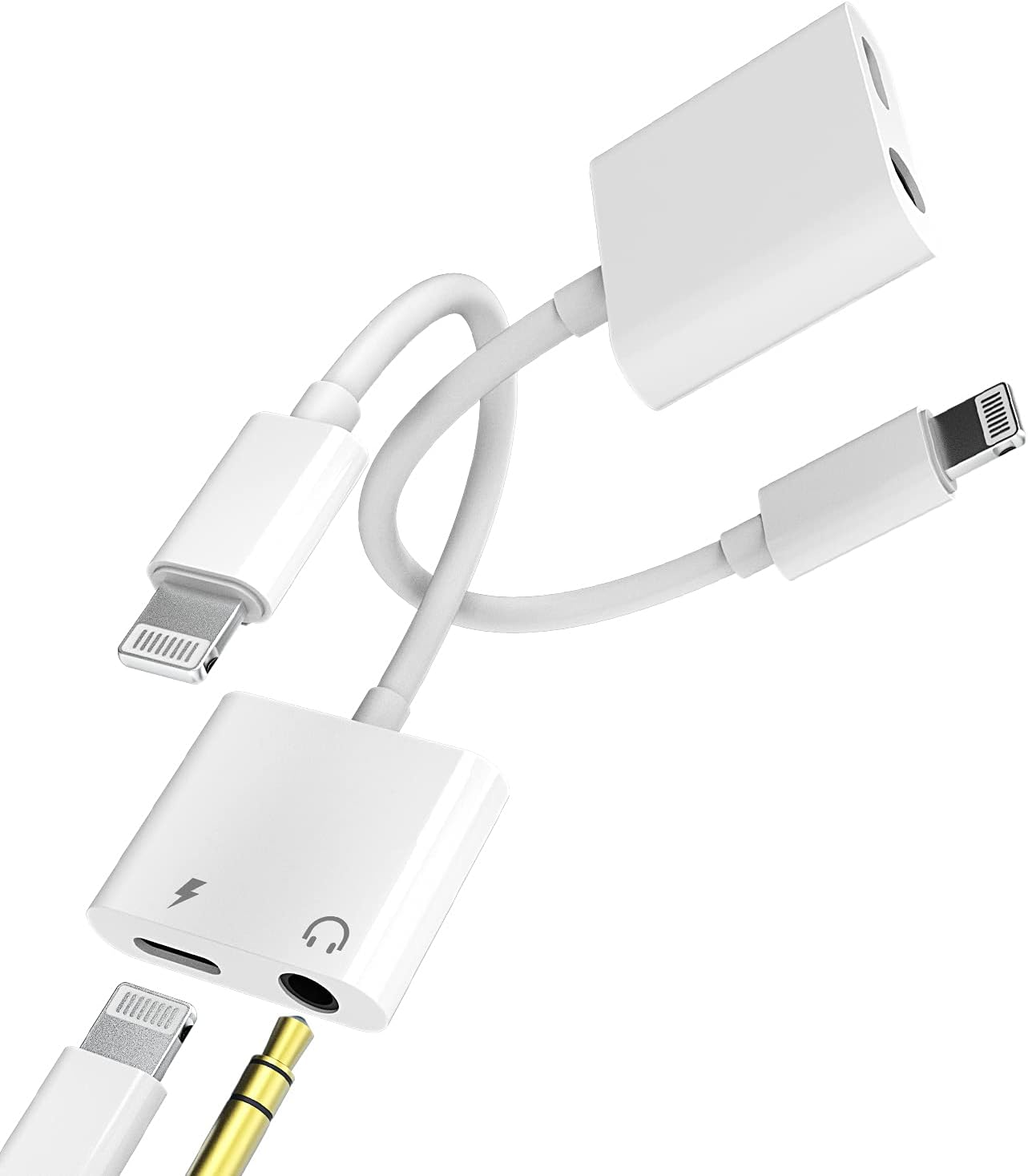 2Pack【Apple Mfi Certified】Iphone AUX Adapter Lightning to 3.5Mm Cable with Audio Jack Headphone Earphone Dongle and Charger for 11 12 MINI PRO MAX XS XR X 8 7Plus Accessories Adaptor Charging Ipad AIR image number 2