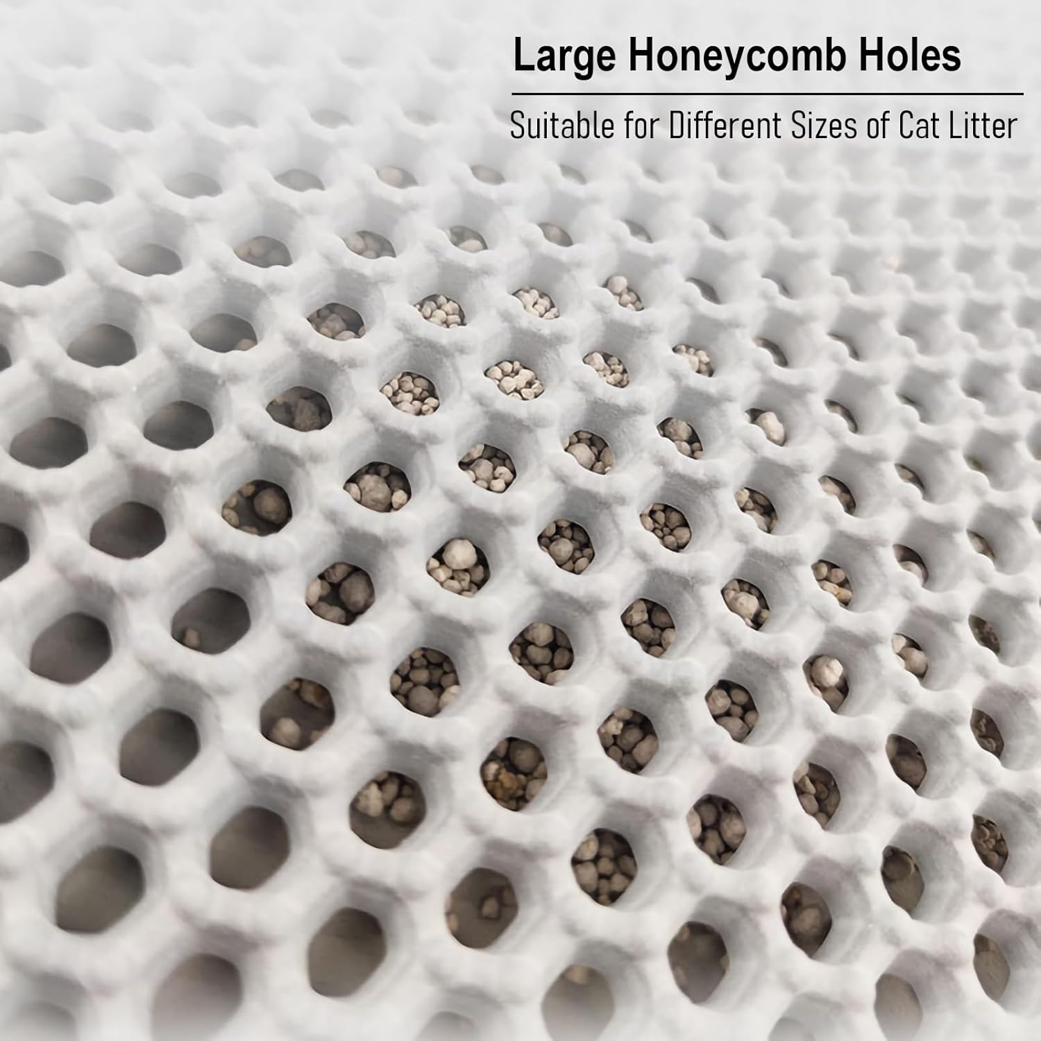 LMX Cat Litter Mat Trapping for Litter Box, No Slip, Waterproof, Honeycomb Double Layer Mats, Non Toxic, Easy Clean and Durable (Grey, Small(50 * 40Cm)) - Grey-Small image number 2